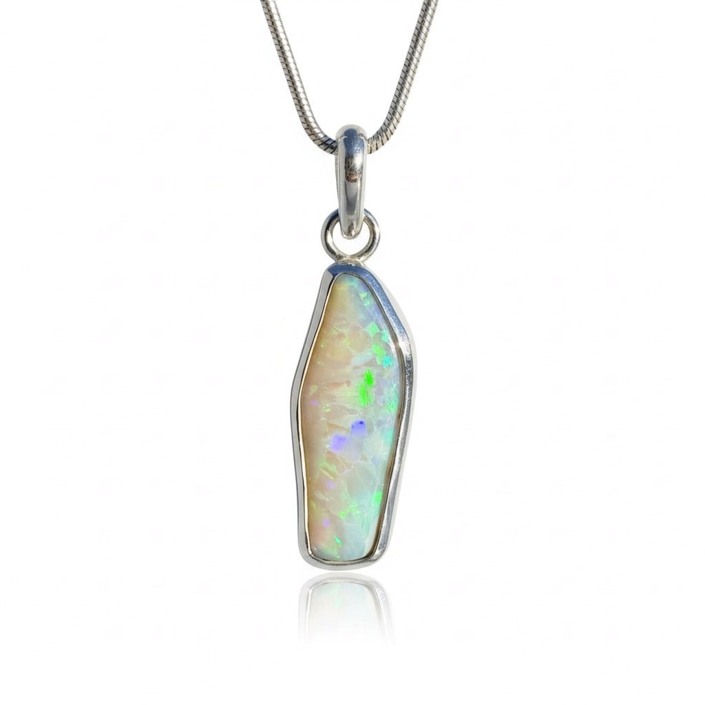 3.9ct Lightning Ridge Opal Pendant Necklace ~ 'Daintree Fire' | 925 Sterling Silver | Solid Australian Opal