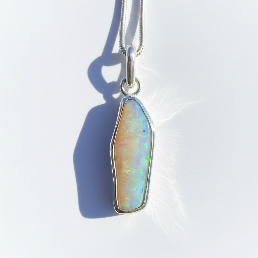3.9ct Lightning Ridge Opal Pendant Necklace ~ 'Daintree Fire' | 925 Sterling Silver | Solid Australian Opal