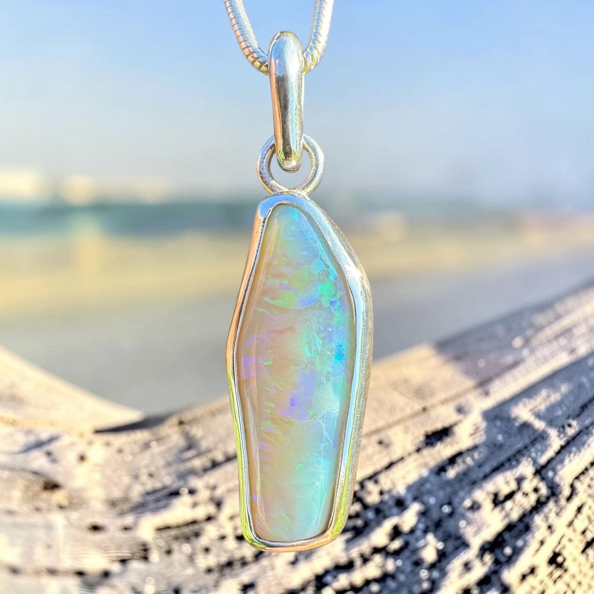 3.9ct Lightning Ridge Opal Pendant Necklace ~ 'Daintree Fire' | 925 Sterling Silver | Solid Australian Opal