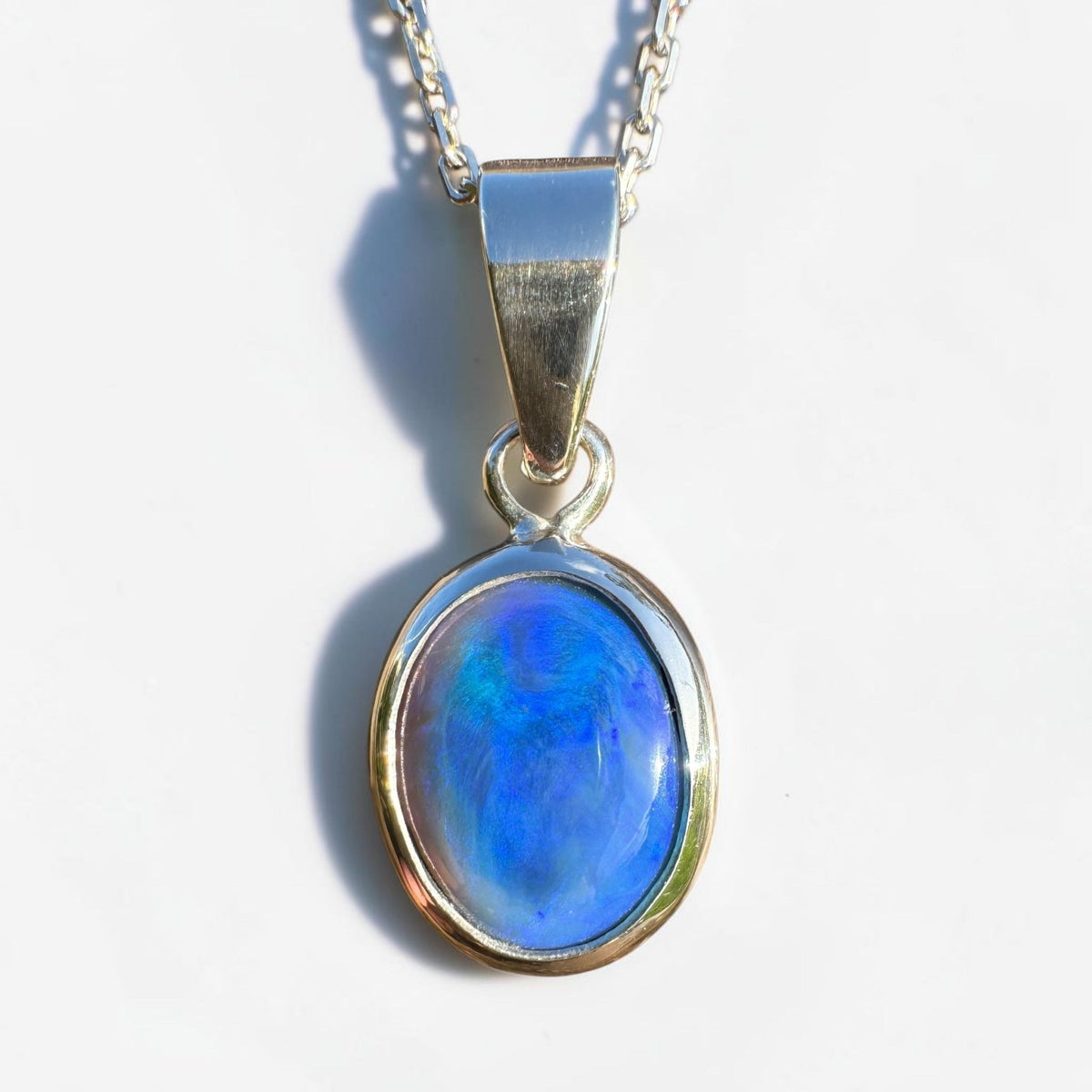 3.9ct Lightning Ridge Semi Black Opal Pendant Necklace ~ 'Walgett Blue' | 925 Sterling Silver | Solid Australian Opal