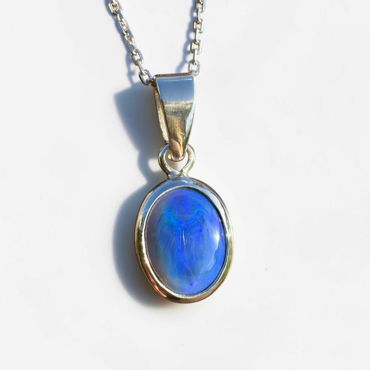 3.9ct Lightning Ridge Semi Black Opal Pendant Necklace ~ 'Walgett Blue' | 925 Sterling Silver | Solid Australian Opal