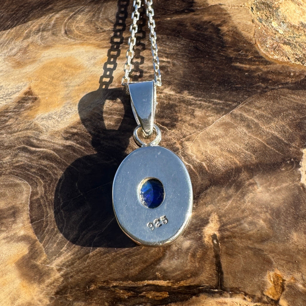 3.9ct Lightning Ridge Semi Black Opal Pendant Necklace ~ 'Walgett Blue' | 925 Sterling Silver | Solid Australian Opal