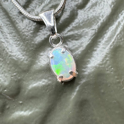 'Reef Radiance' ~ Handcrafted 0.6ct Solid Lightning Ridge Opal Sterling Silver Pendant