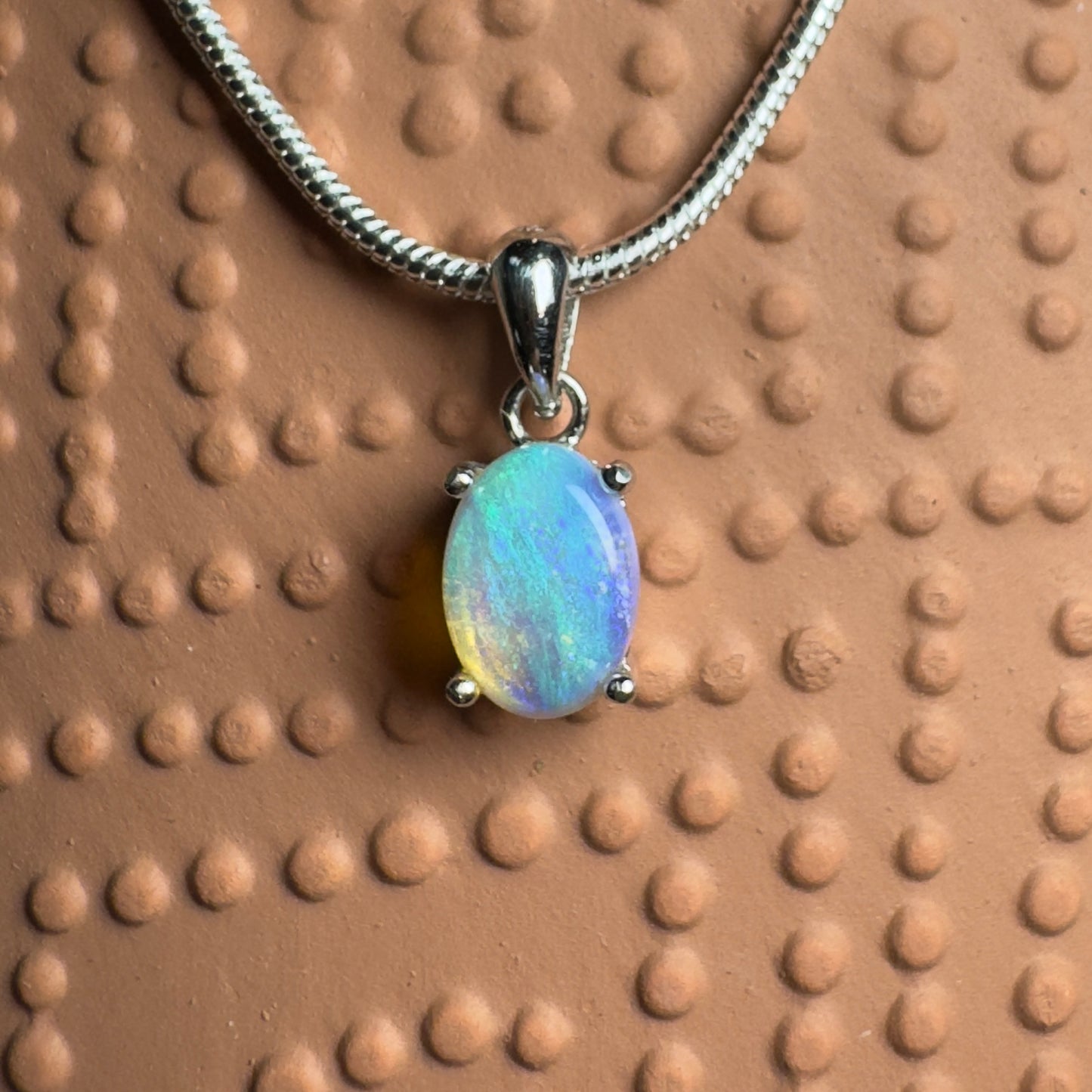 'Blue Ocean' ~ Handcrafted 0.8ct Solid Lightning Ridge Opal Sterling Silver Pendant Necklace