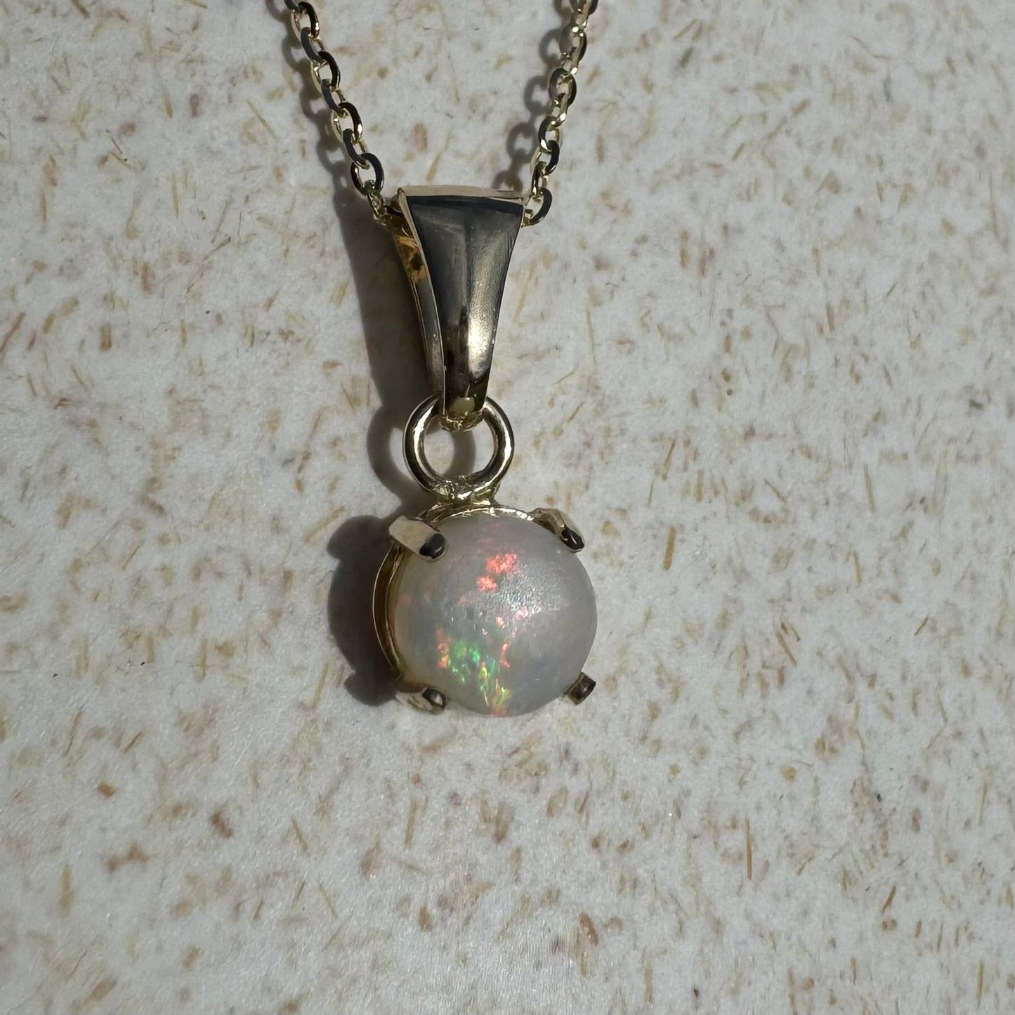 'Outback Fire' ~ Handcrafted 9ct Solid Gold 0.8ct Coober Pedy Opal Pendant