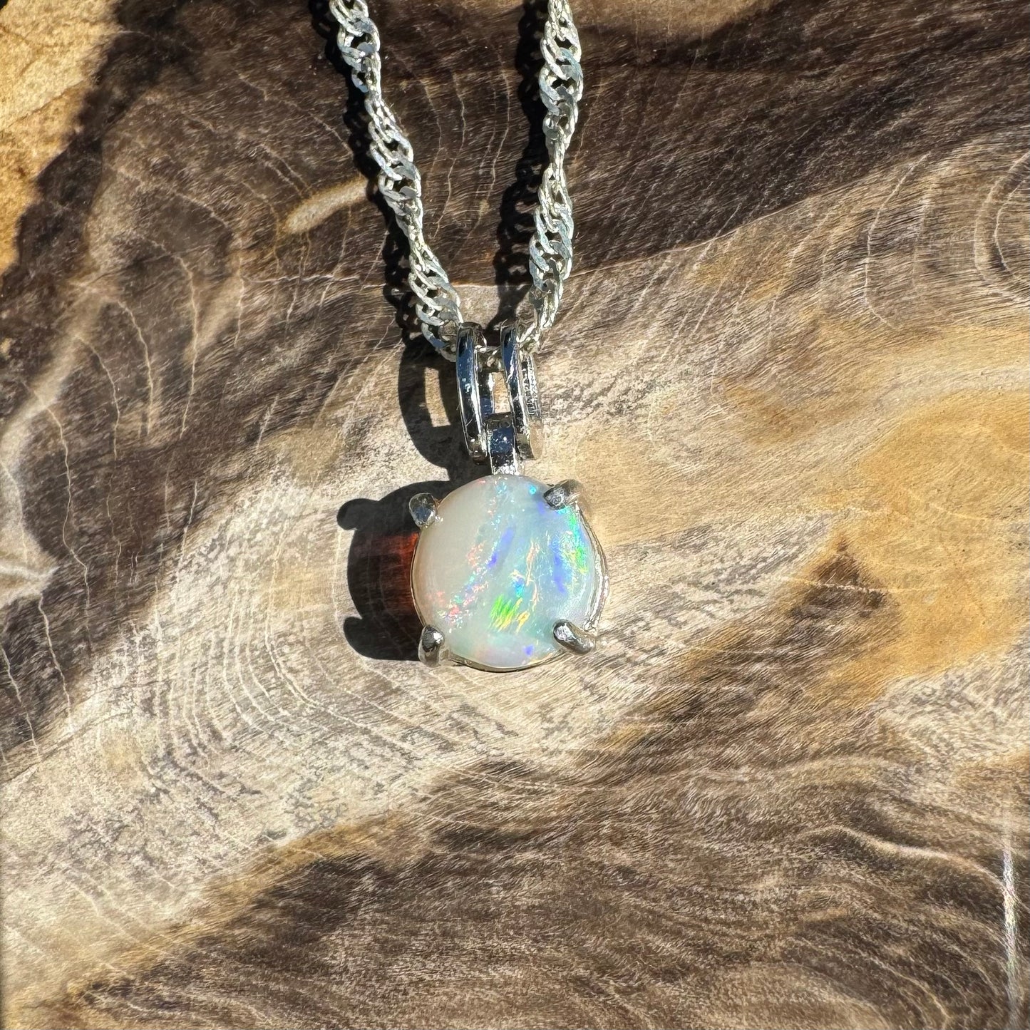 0.7ct Solid Lightning Ridge Opal Sterling Silver Pendant