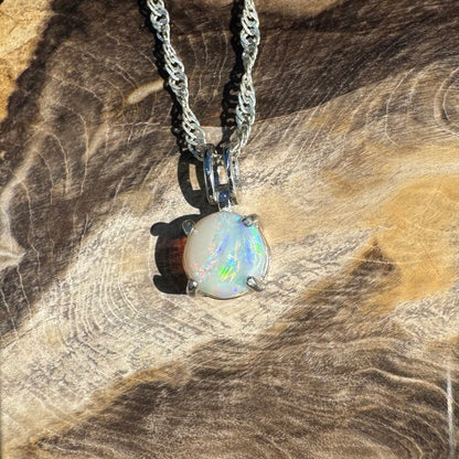 0.7ct Solid Lightning Ridge Opal Sterling Silver Pendant