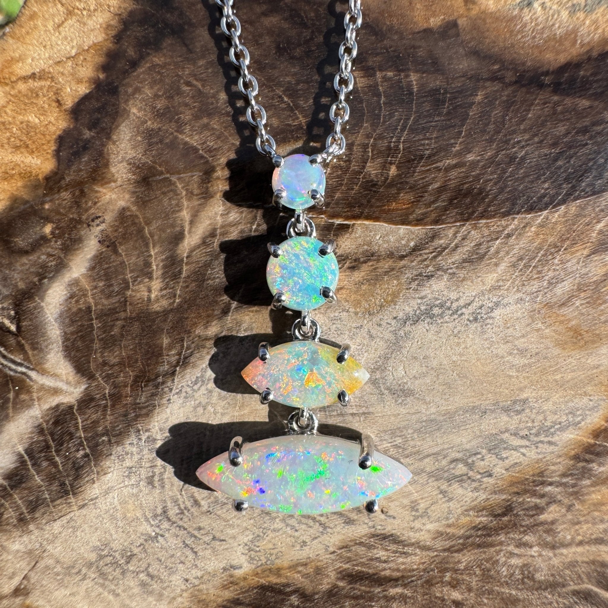 3ct Coober Pedy Opal Pendant Necklace ~ 'Arckaringa Rainbow' | 925 Sterling Silver | Solid Australian Opal
