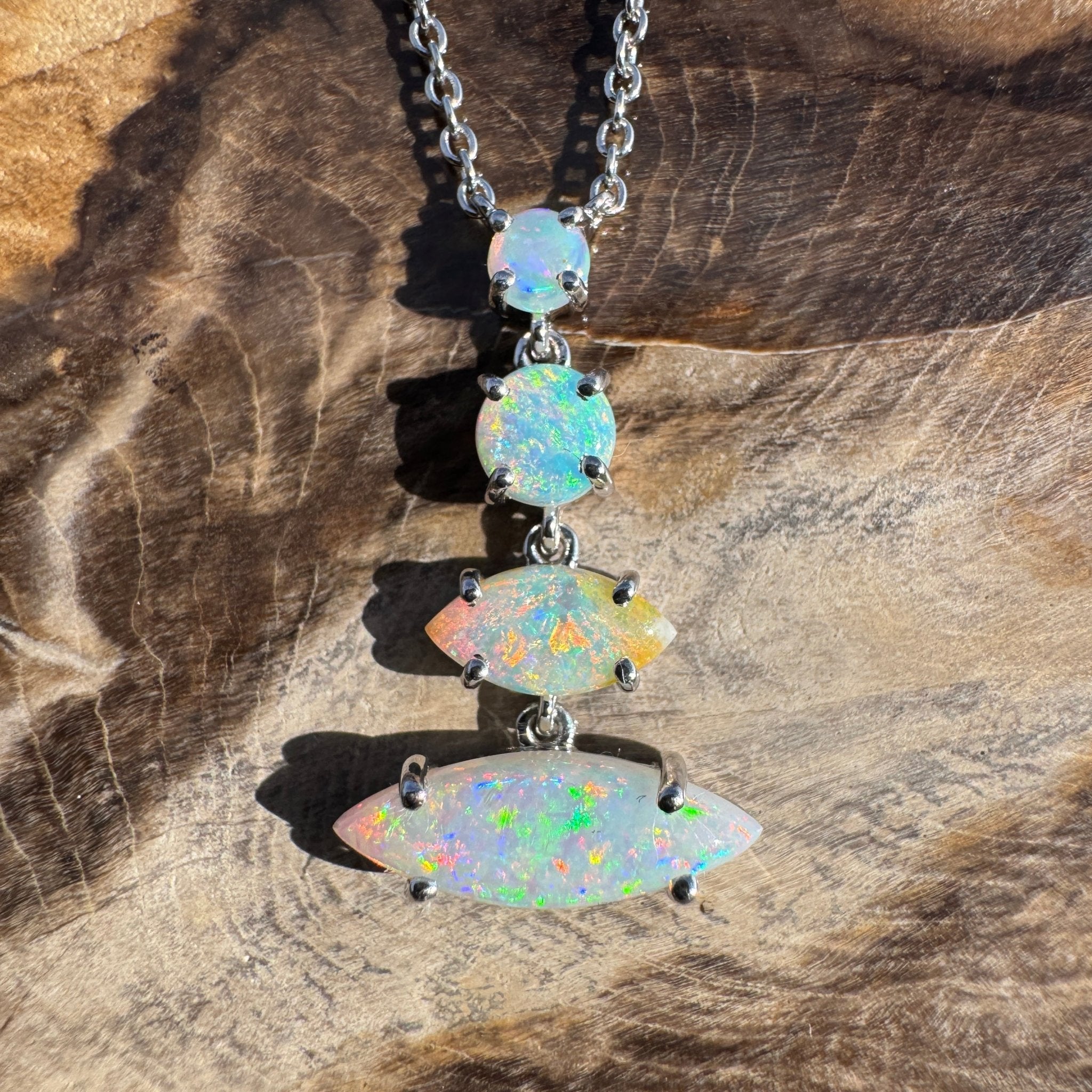 3ct Coober Pedy Opal Pendant Necklace ~ 'Arckaringa Rainbow' | 925 Sterling Silver | Solid Australian Opal
