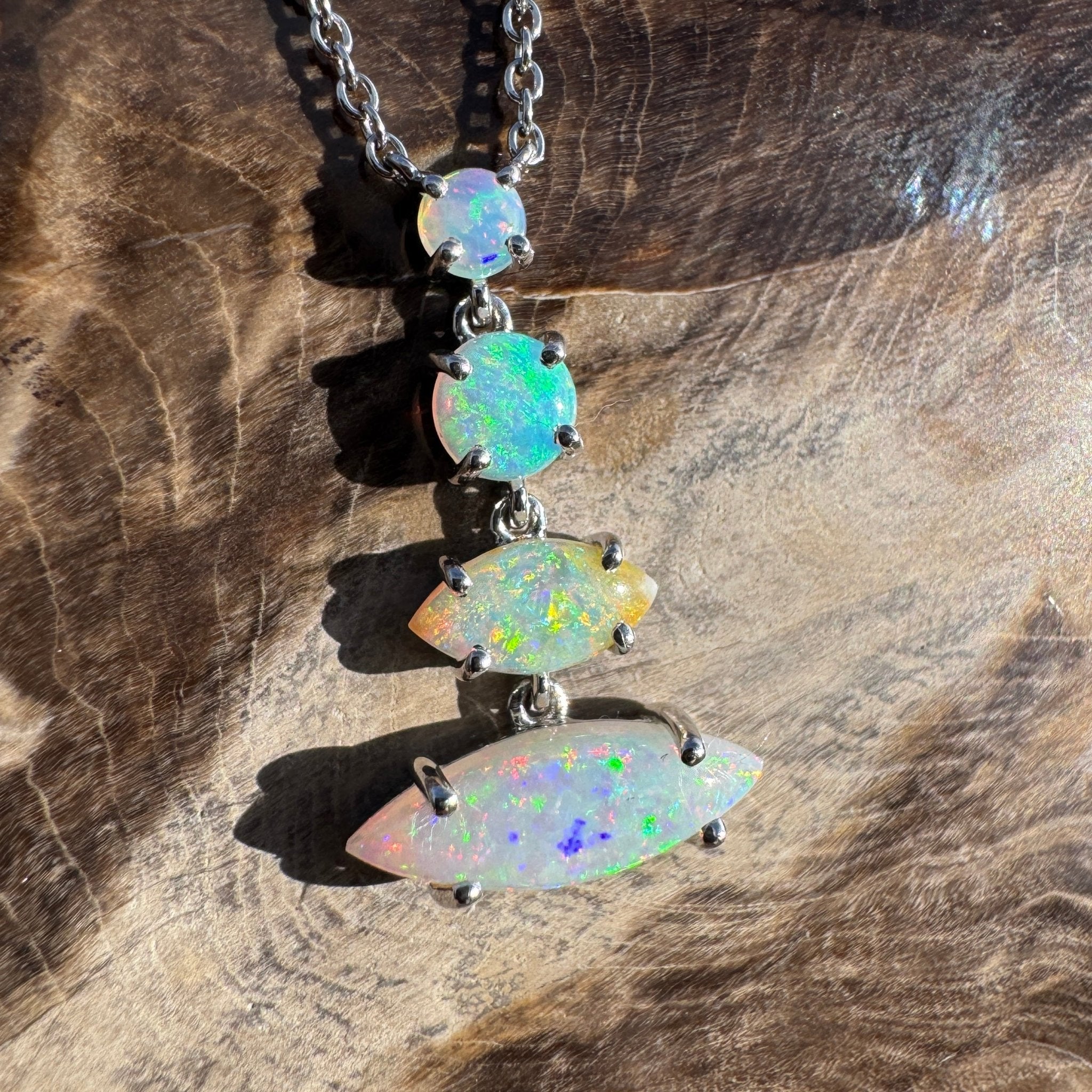 3ct Coober Pedy Opal Pendant Necklace ~ 'Arckaringa Rainbow' | 925 Sterling Silver | Solid Australian Opal