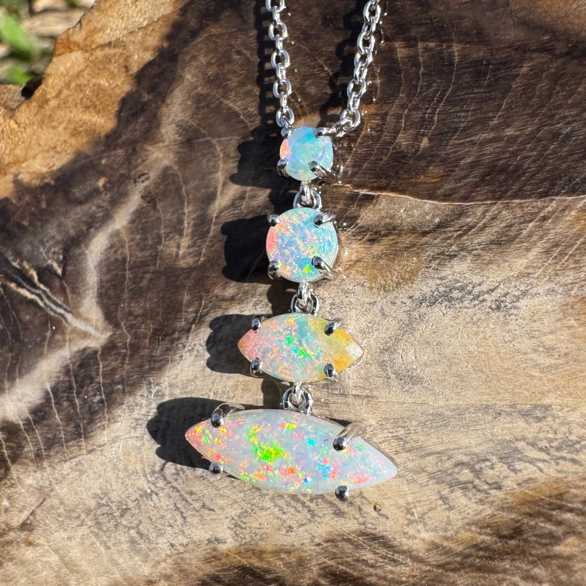 3ct Coober Pedy Opal Pendant Necklace ~ 'Arckaringa Rainbow' | 925 Sterling Silver | Solid Australian Opal