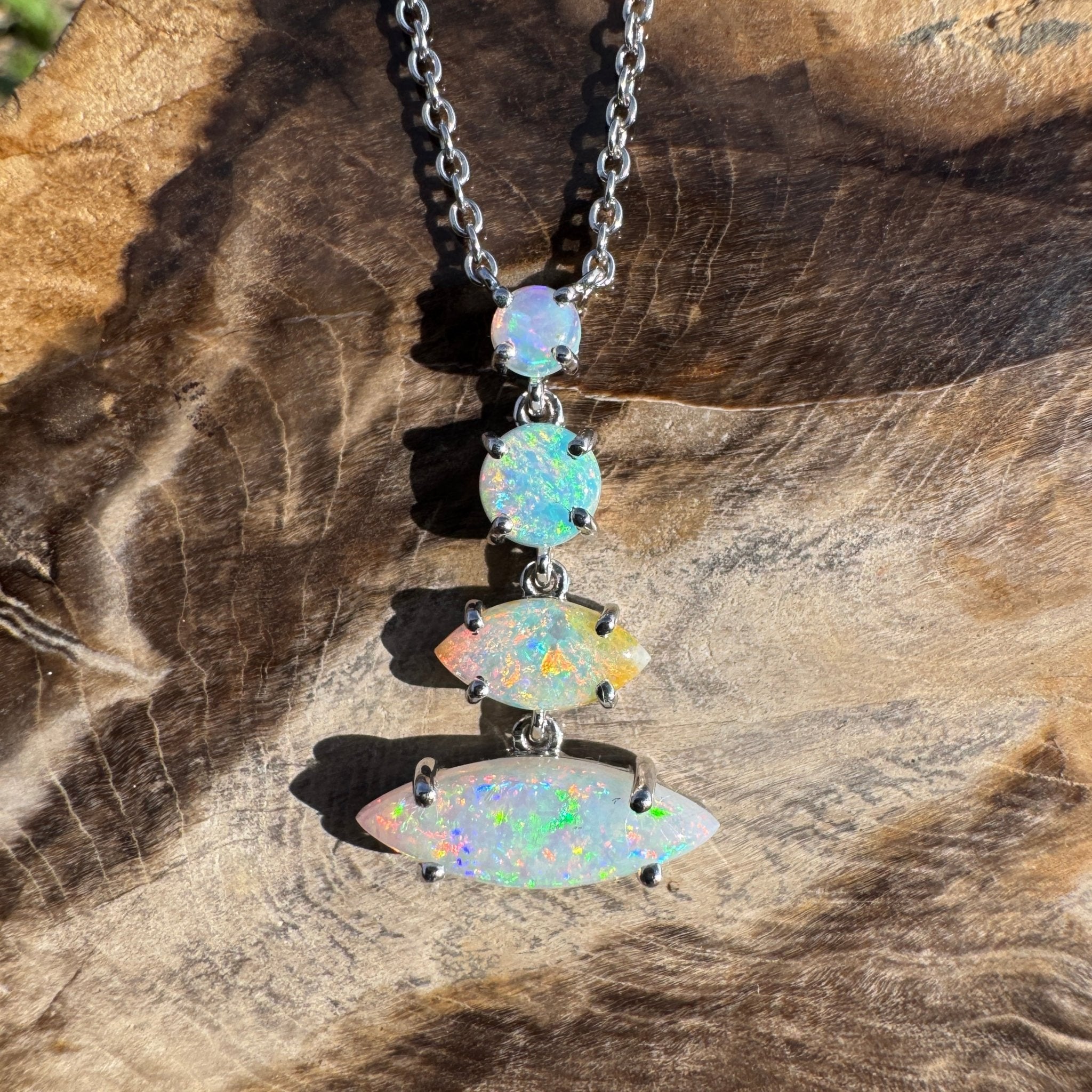 3ct Coober Pedy Opal Pendant Necklace ~ 'Arckaringa Rainbow' | 925 Sterling Silver | Solid Australian Opal