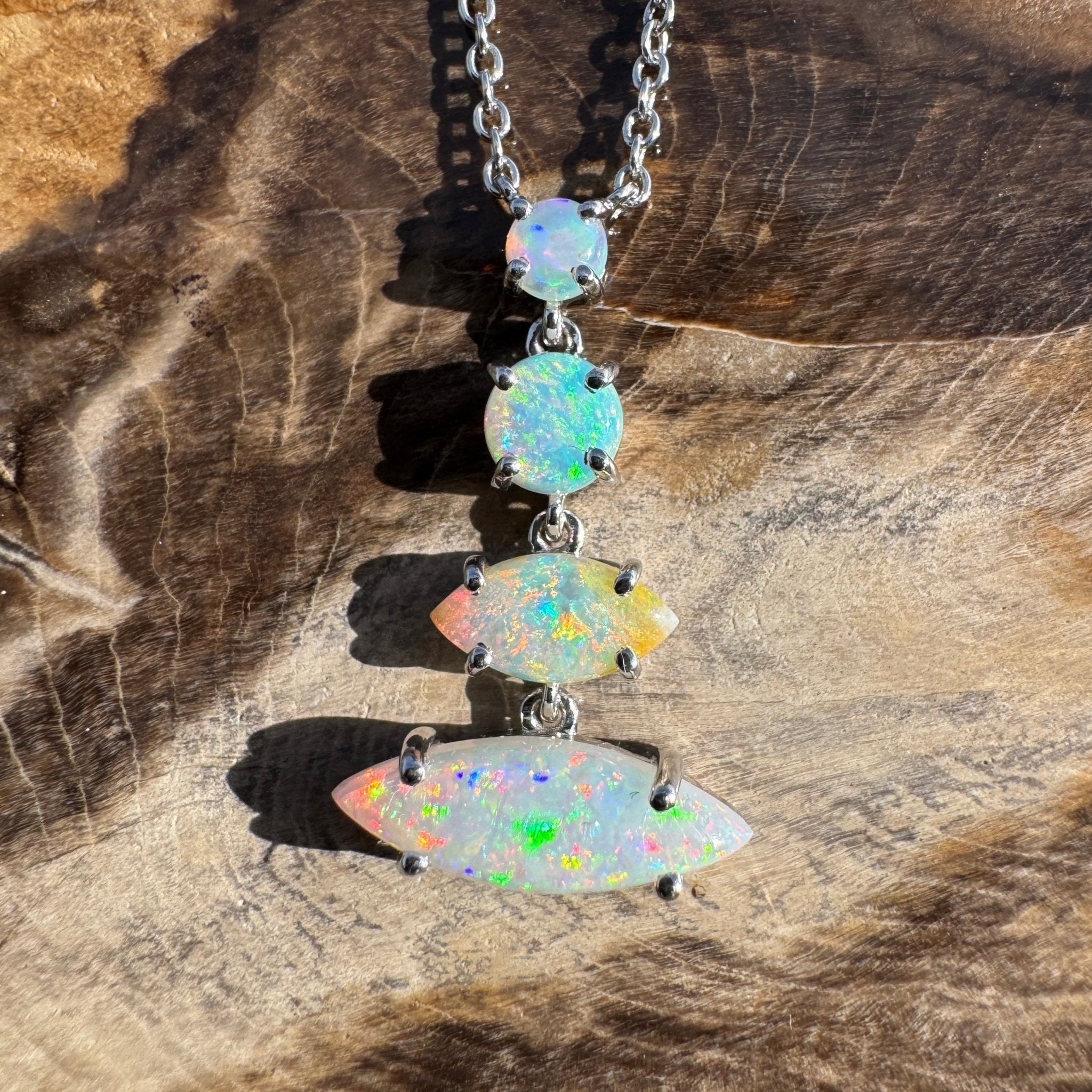 3ct Coober Pedy Opal Pendant Necklace ~ 'Arckaringa Rainbow' | 925 Sterling Silver | Solid Australian Opal