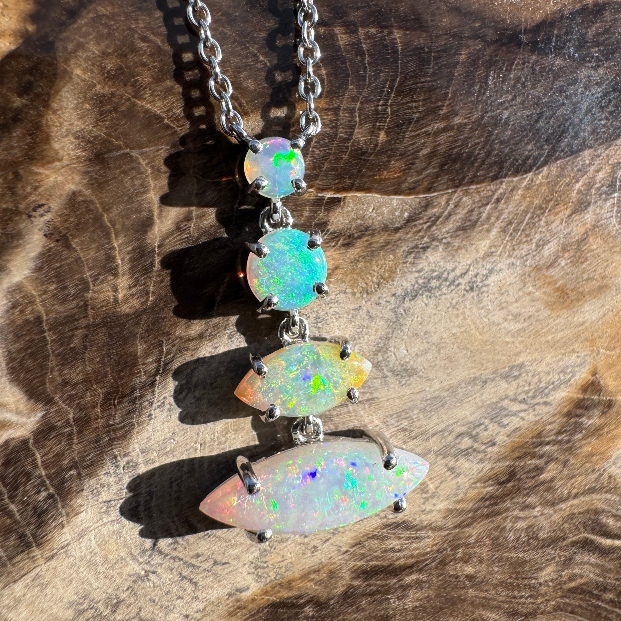 3ct Coober Pedy Opal Pendant Necklace ~ 'Arckaringa Rainbow' | 925 Sterling Silver | Solid Australian Opal
