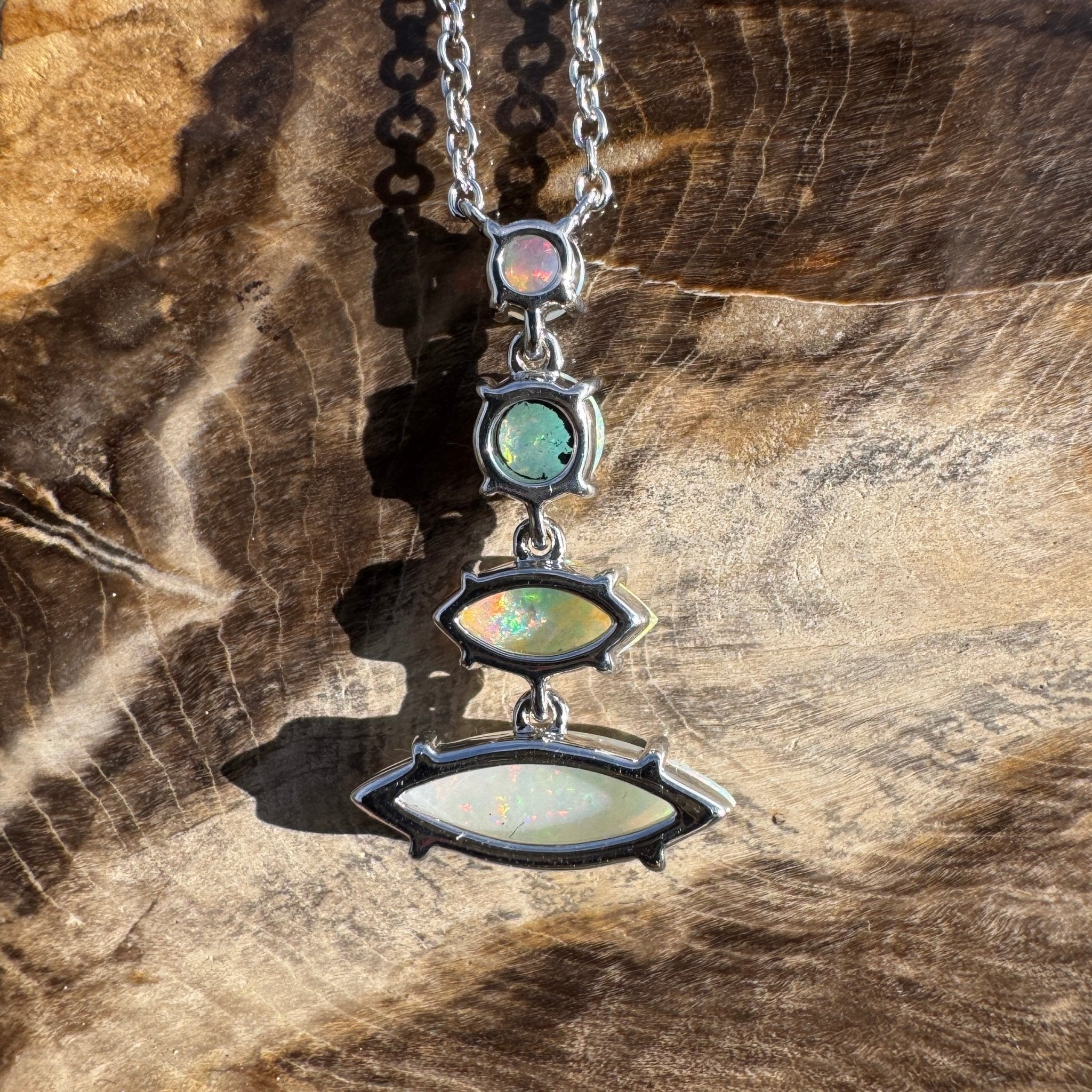 3ct Coober Pedy Opal Pendant Necklace ~ 'Arckaringa Rainbow' | 925 Sterling Silver | Solid Australian Opal