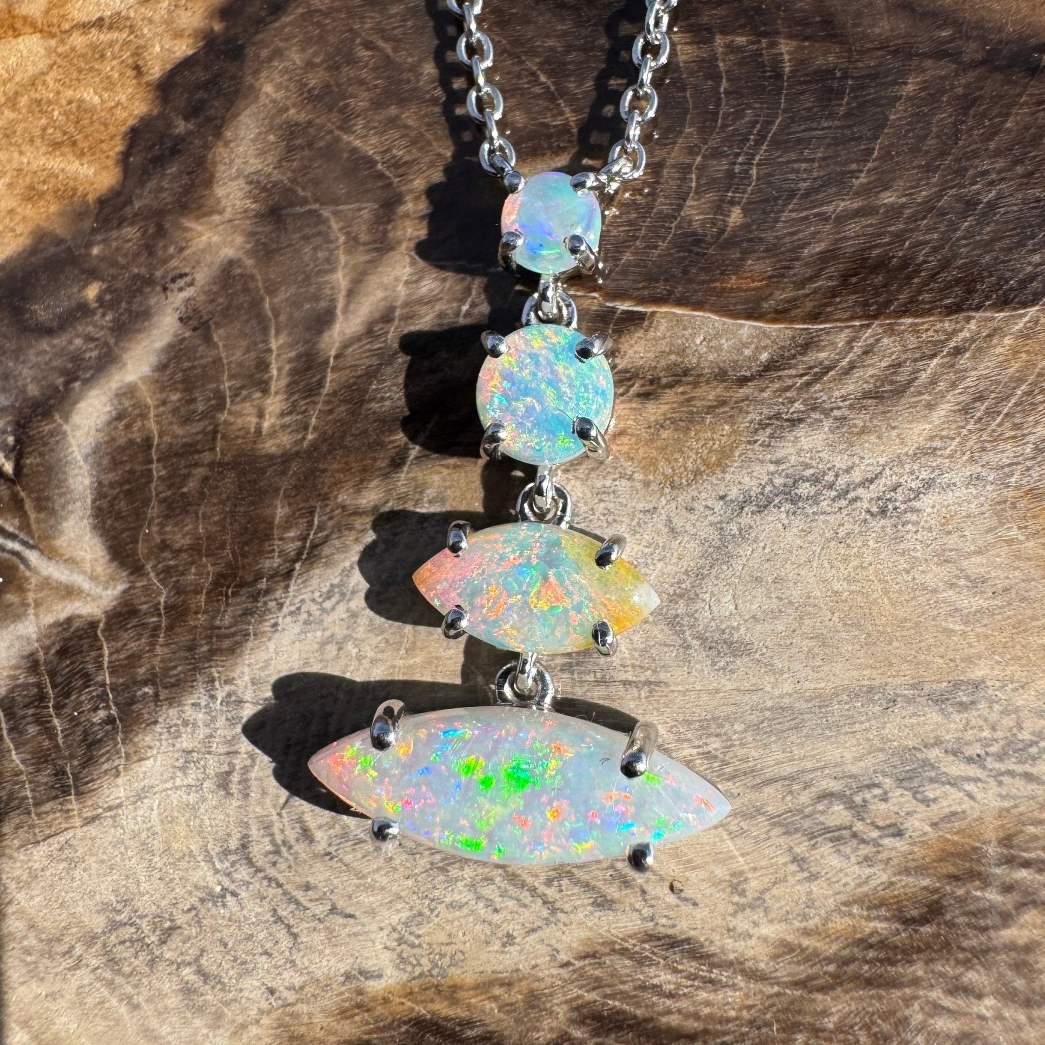 3ct Coober Pedy Opal Pendant Necklace ~ 'Arckaringa Rainbow' | 925 Sterling Silver | Solid Australian Opal