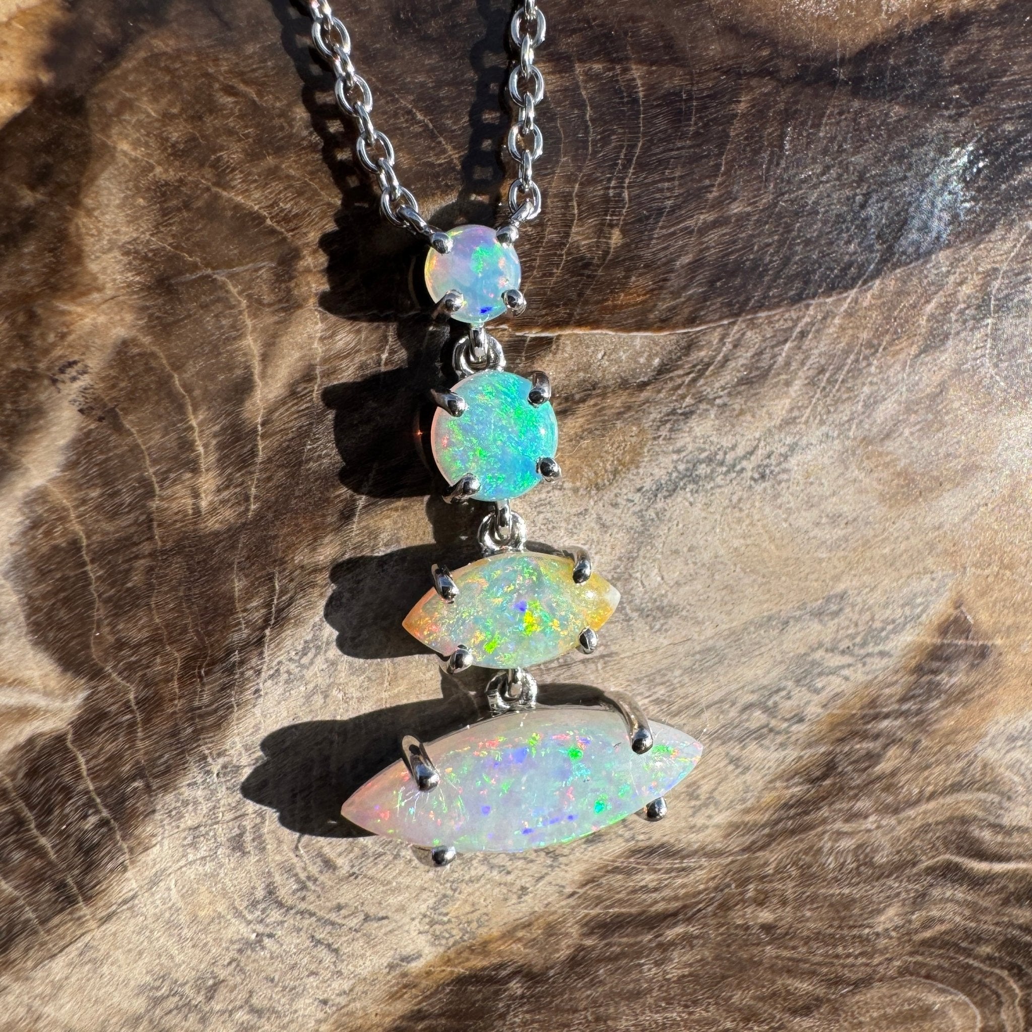 3ct Coober Pedy Opal Pendant Necklace ~ 'Arckaringa Rainbow' | 925 Sterling Silver | Solid Australian Opal