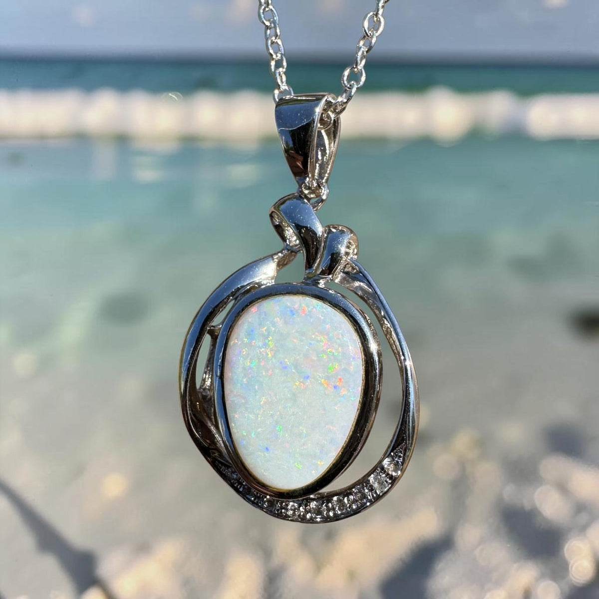 3ct Coober Pedy Opal Pendant Necklace ~ 'Bungonia Firelight' | 925 Sterling Silver | Solid Australian Opal