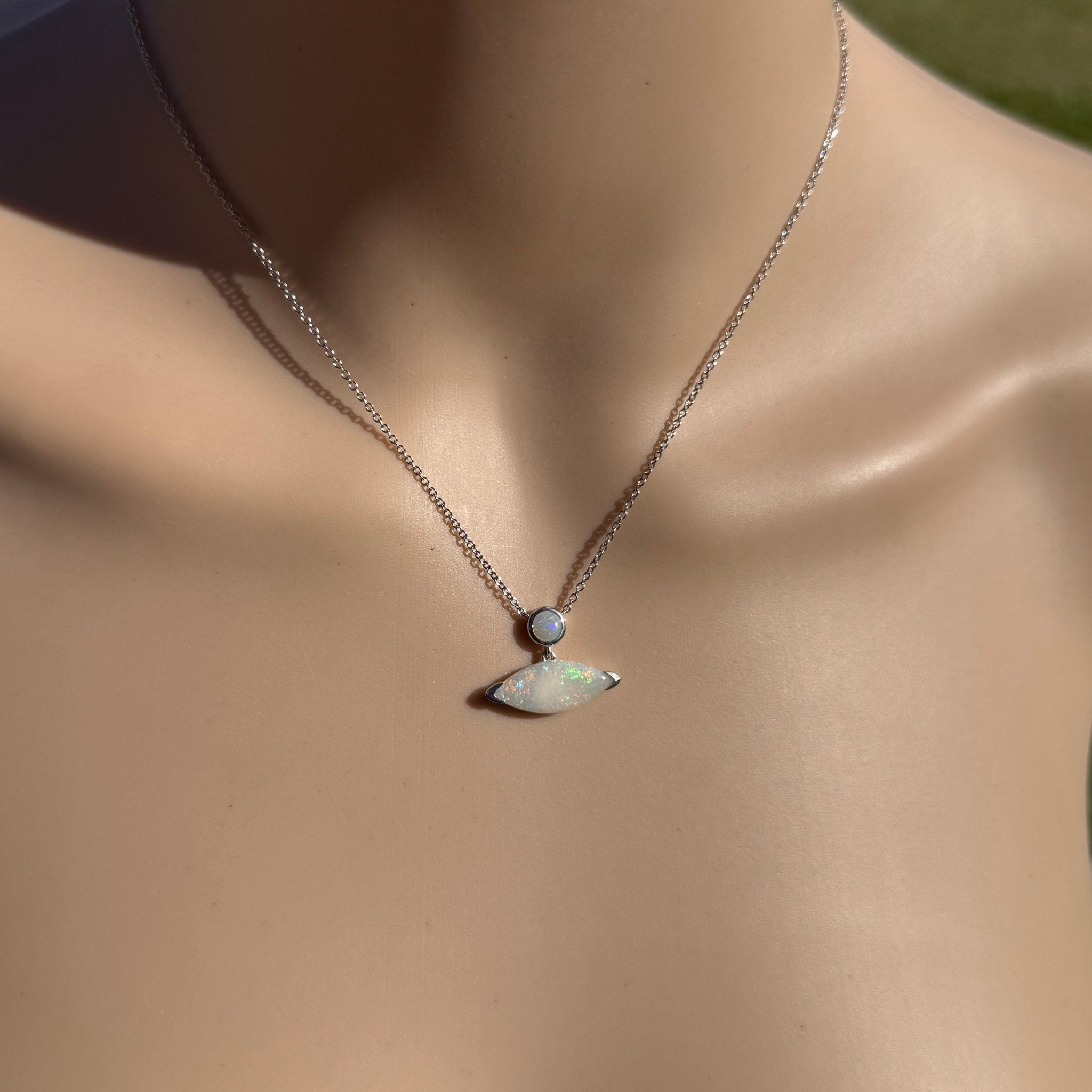 3ct Coober Pedy Opal Pendant Necklace ~ 'Ceduna Colourwave' | 925 Sterling Silver | Solid Australian Opal