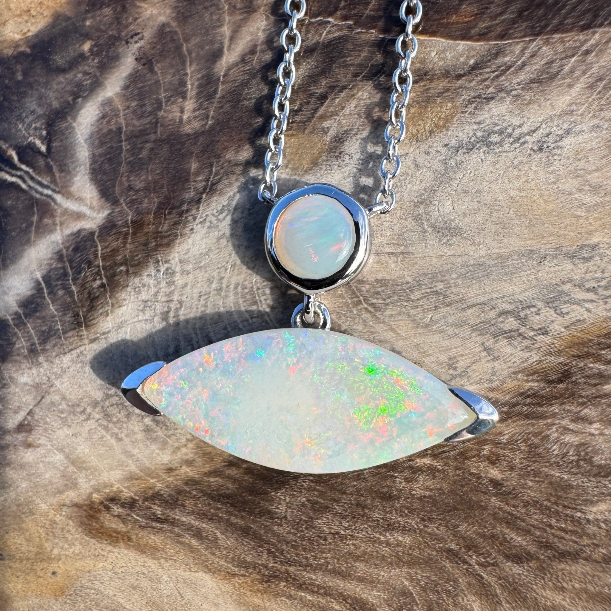 3ct Coober Pedy Opal Pendant Necklace ~ 'Ceduna Colourwave' | 925 Sterling Silver | Solid Australian Opal