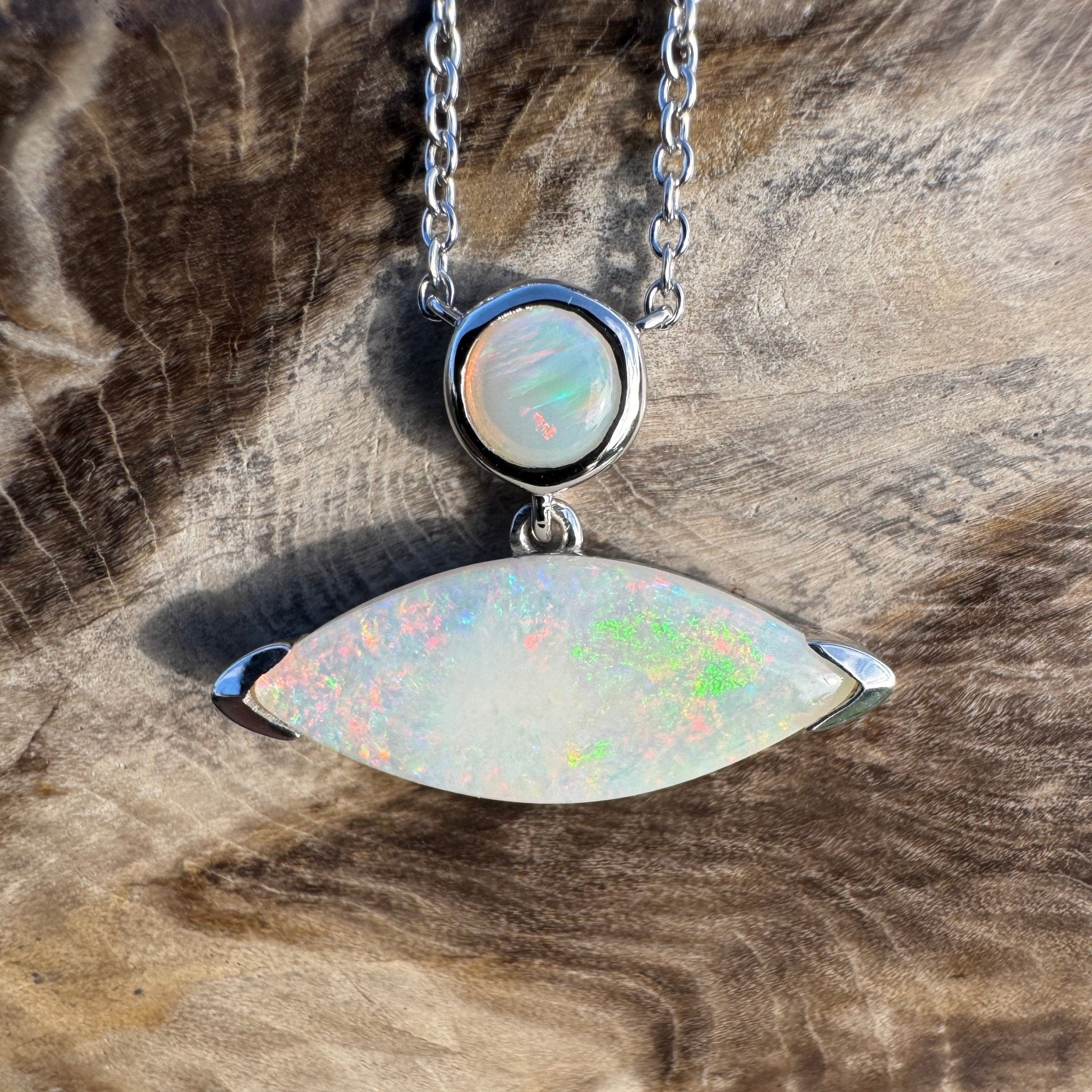 3ct Coober Pedy Opal Pendant Necklace ~ 'Ceduna Colourwave' | 925 Sterling Silver | Solid Australian Opal