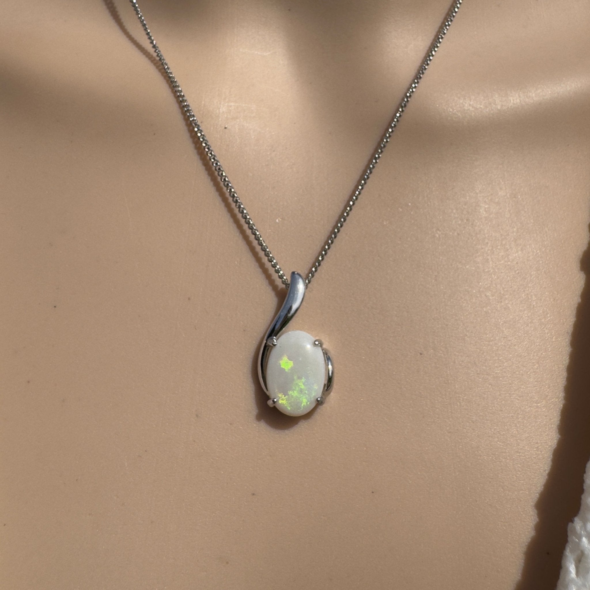 3ct Coober Pedy Opal Pendant Necklace ~ 'Desert Pearl' | 925 Sterling Silver | Solid Australian Opal