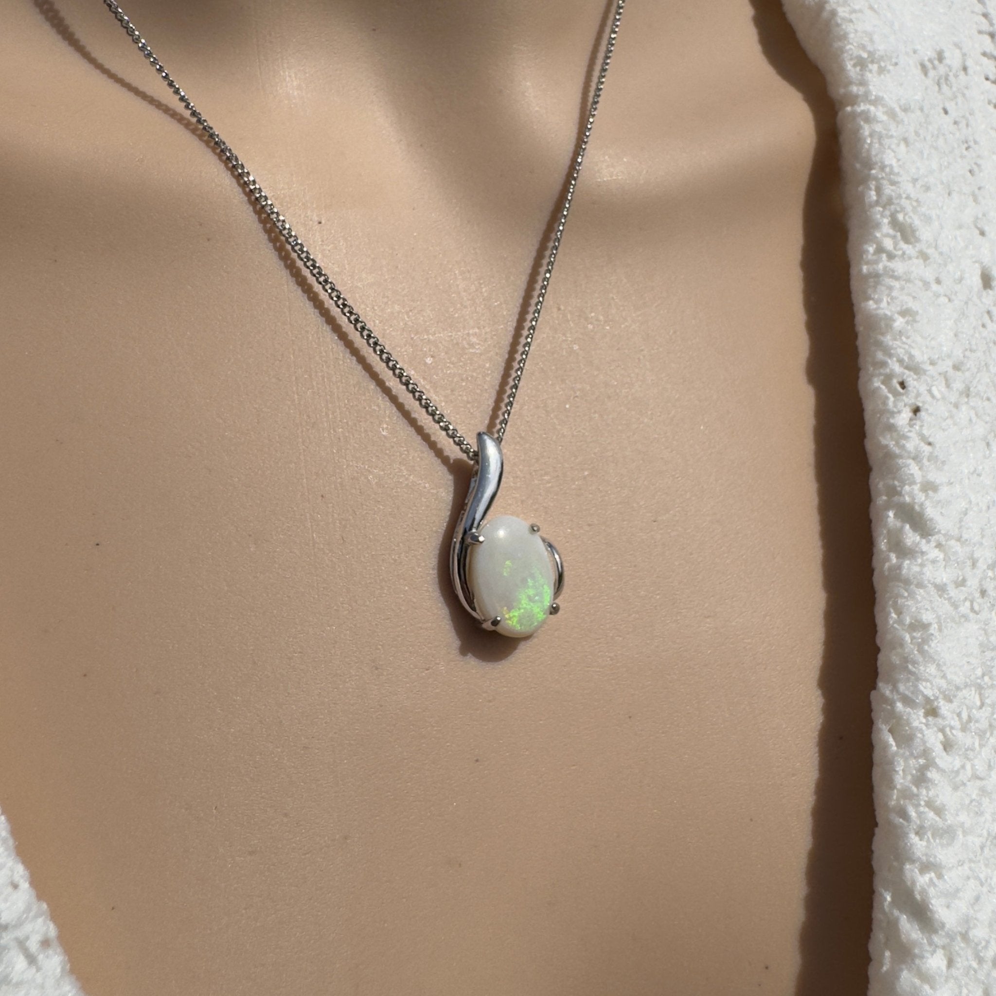 3ct Coober Pedy Opal Pendant Necklace ~ 'Desert Pearl' | 925 Sterling Silver | Solid Australian Opal