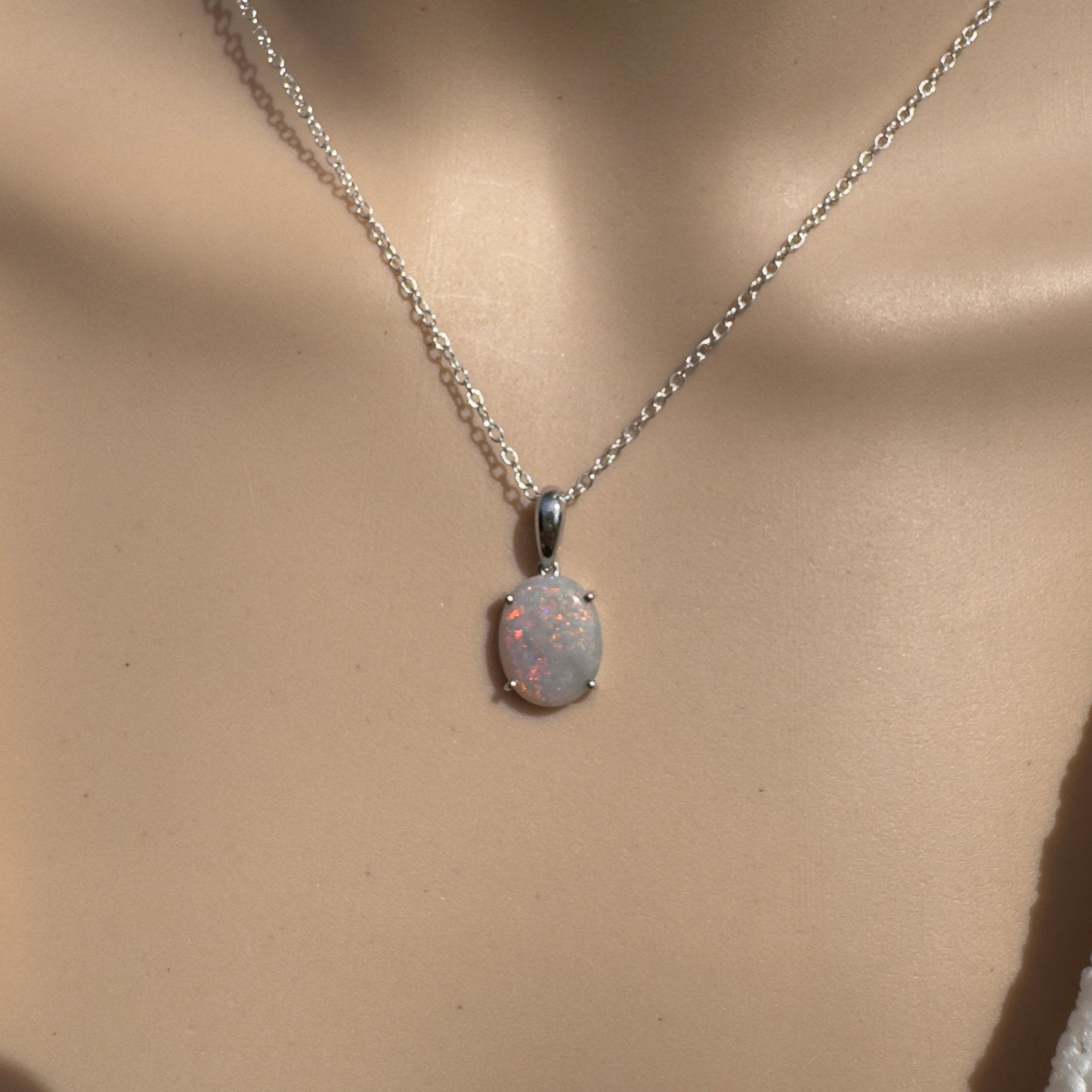 3ct Coober Pedy Opal Pendant Necklace ~ 'Mungo Wildfire' | 925 Sterling Silver | Solid Australian Opal