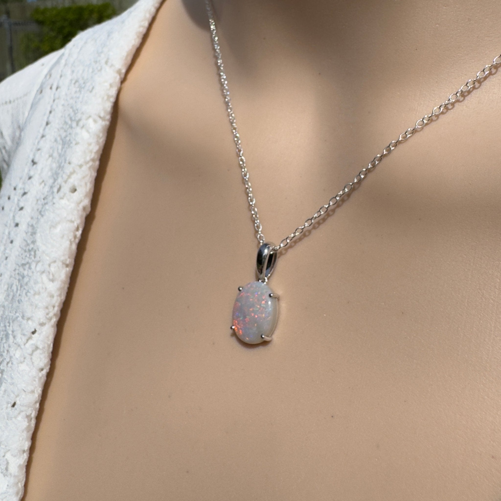 3ct Coober Pedy Opal Pendant Necklace ~ 'Mungo Wildfire' | 925 Sterling Silver | Solid Australian Opal