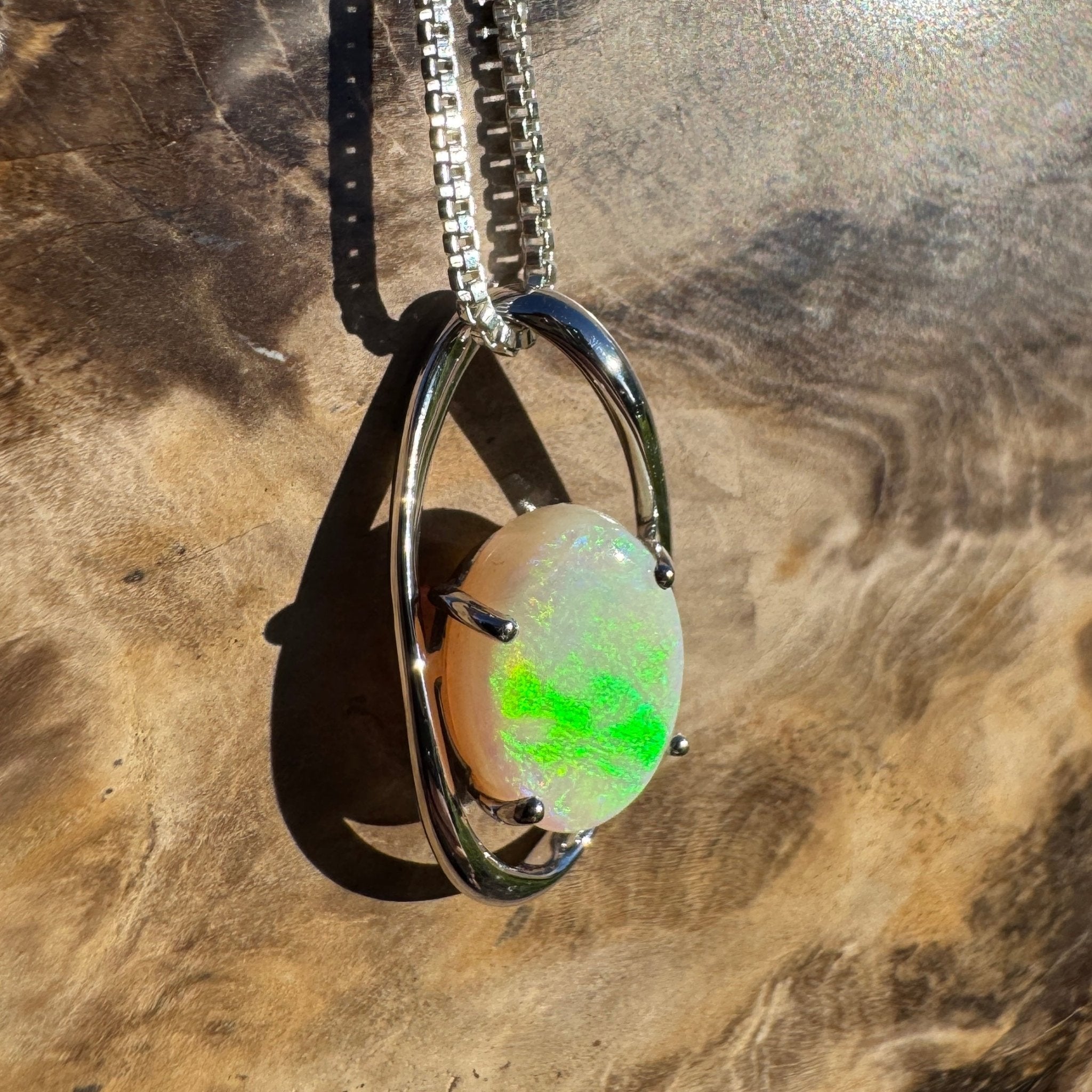 3ct Coober Pedy Opal Pendant Necklace ~ 'Skywater Dreaming' | 925 Sterling Silver | Solid Australian Opal