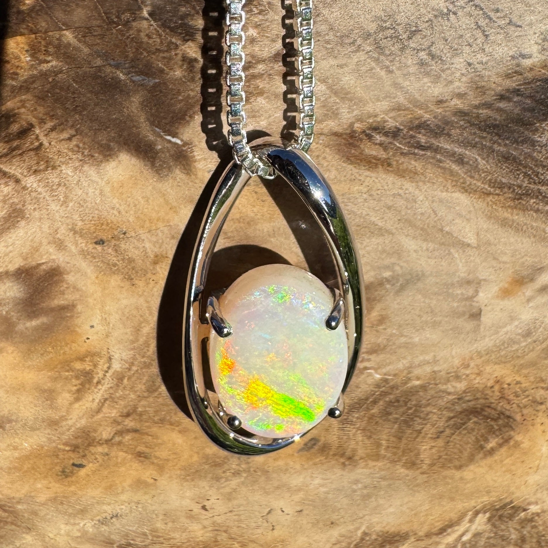 3ct Coober Pedy Opal Pendant Necklace ~ 'Skywater Dreaming' | 925 Sterling Silver | Solid Australian Opal