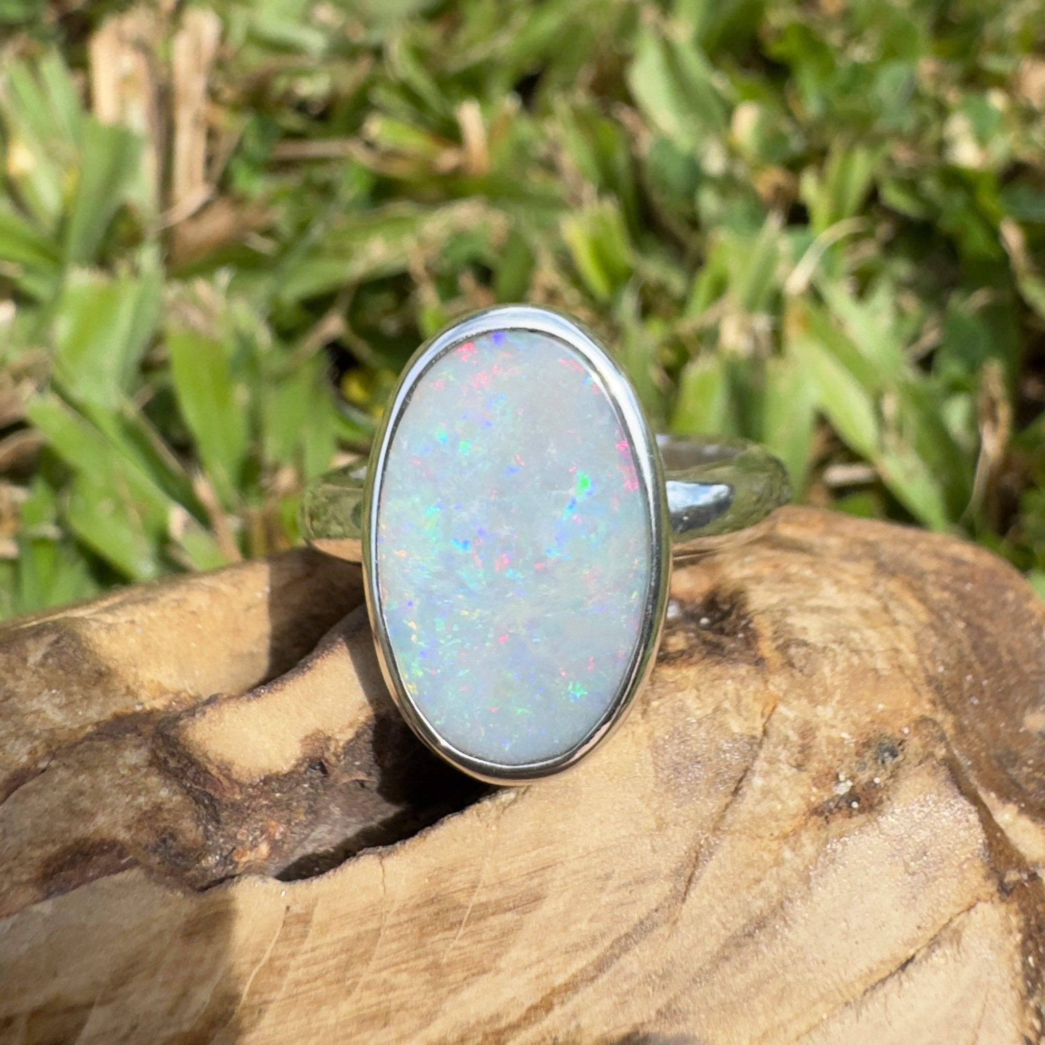 3ct Lightning Ridge Opal Ring ~ 'Richmond Range Prism' | 925 Sterling Silver | Solid Australian Opal