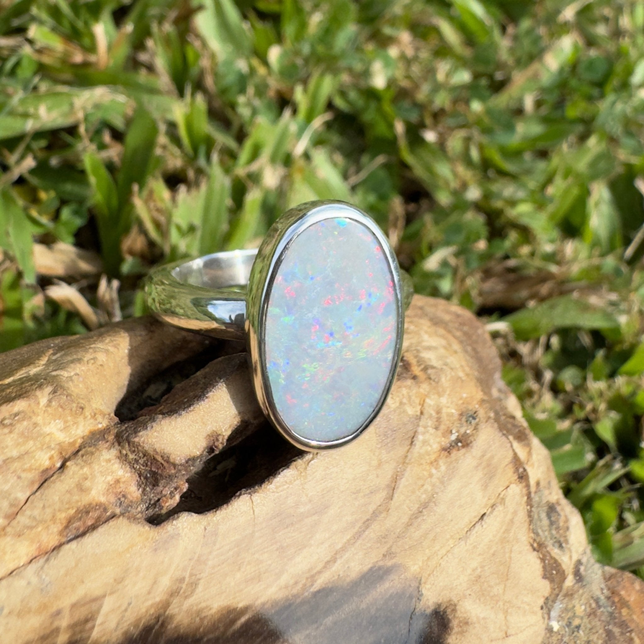 3ct Lightning Ridge Opal Ring ~ 'Richmond Range Prism' | 925 Sterling Silver | Solid Australian Opal