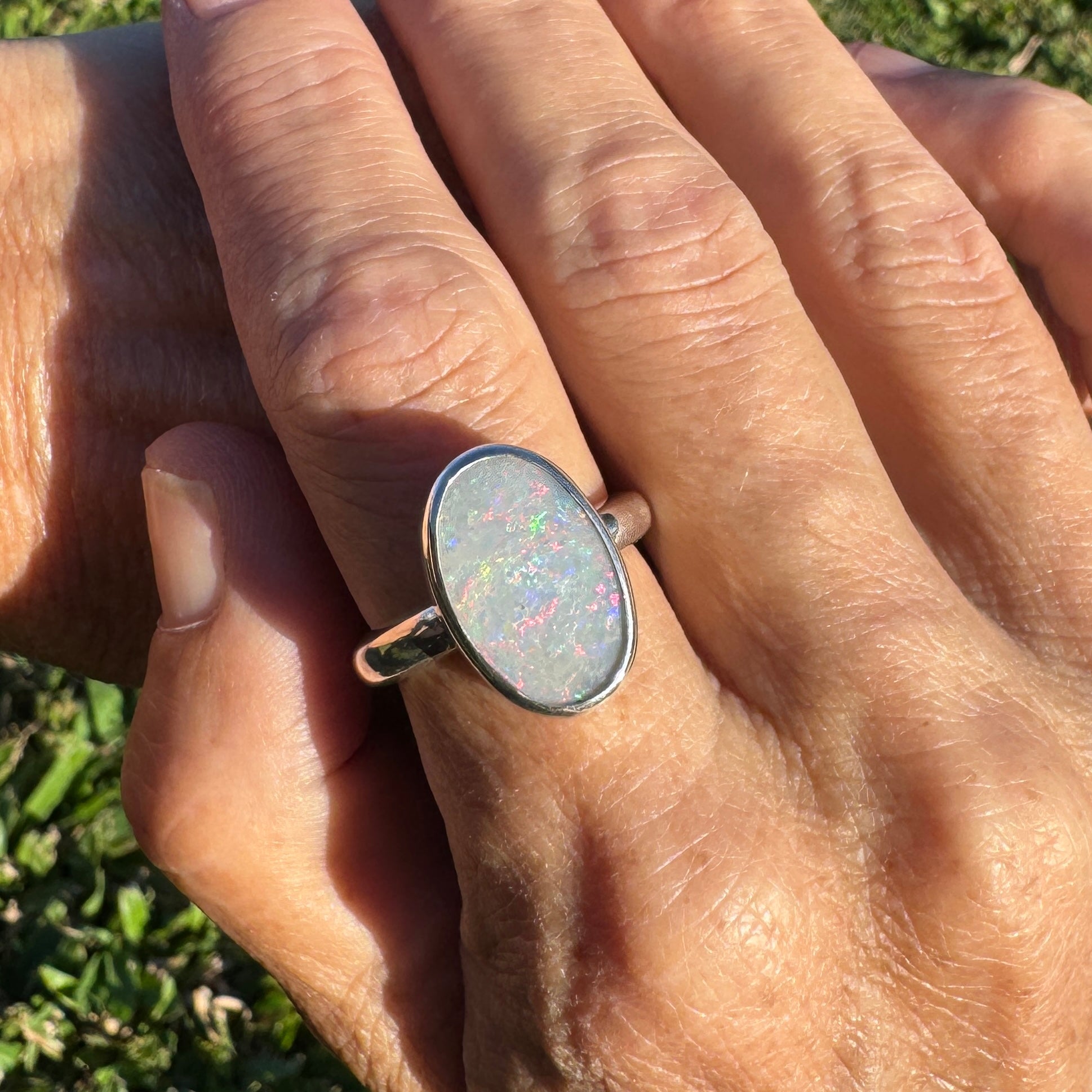 3ct Lightning Ridge Opal Ring ~ 'Richmond Range Prism' | 925 Sterling Silver | Solid Australian Opal