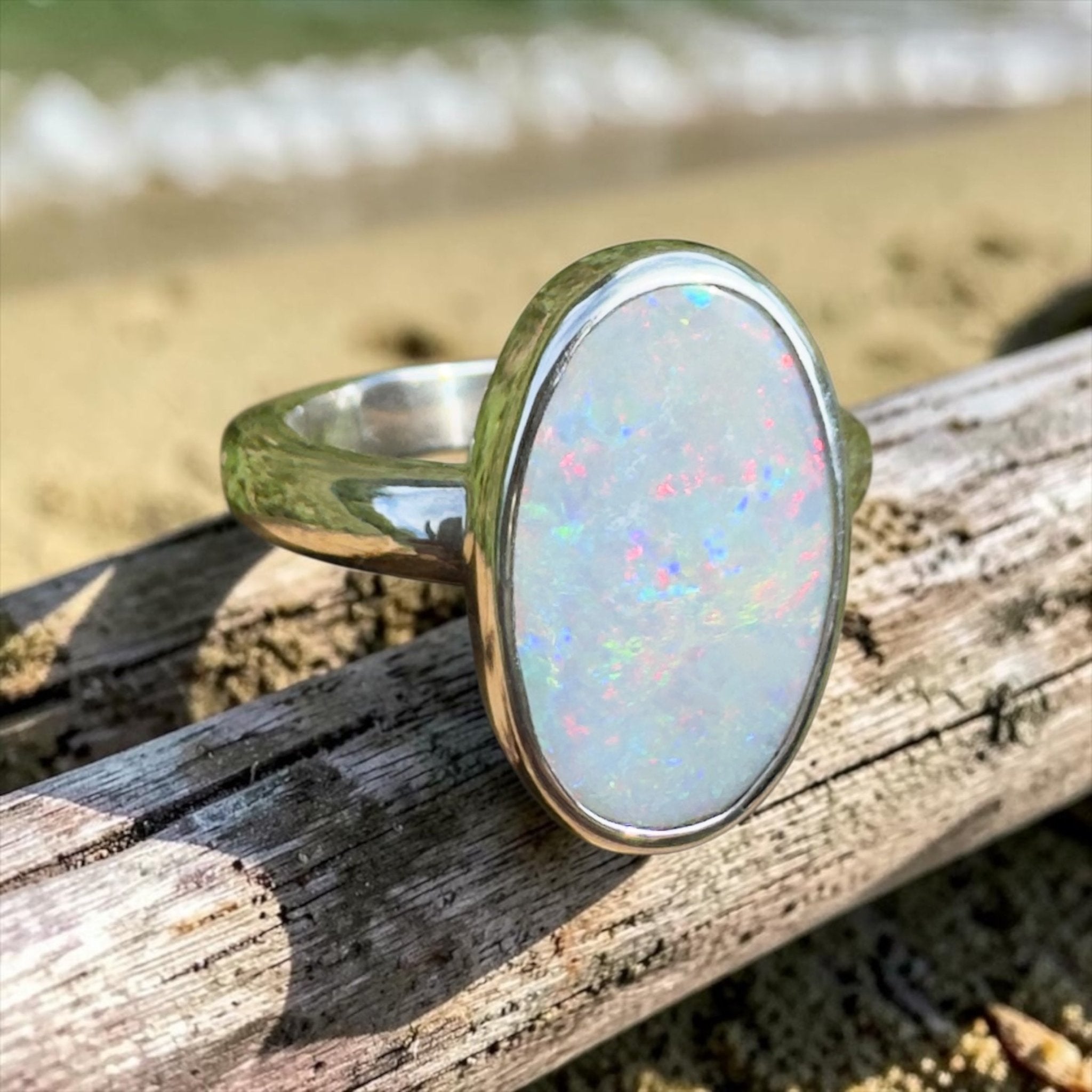 3ct Lightning Ridge Opal Ring ~ 'Richmond Range Prism' | 925 Sterling Silver | Solid Australian Opal