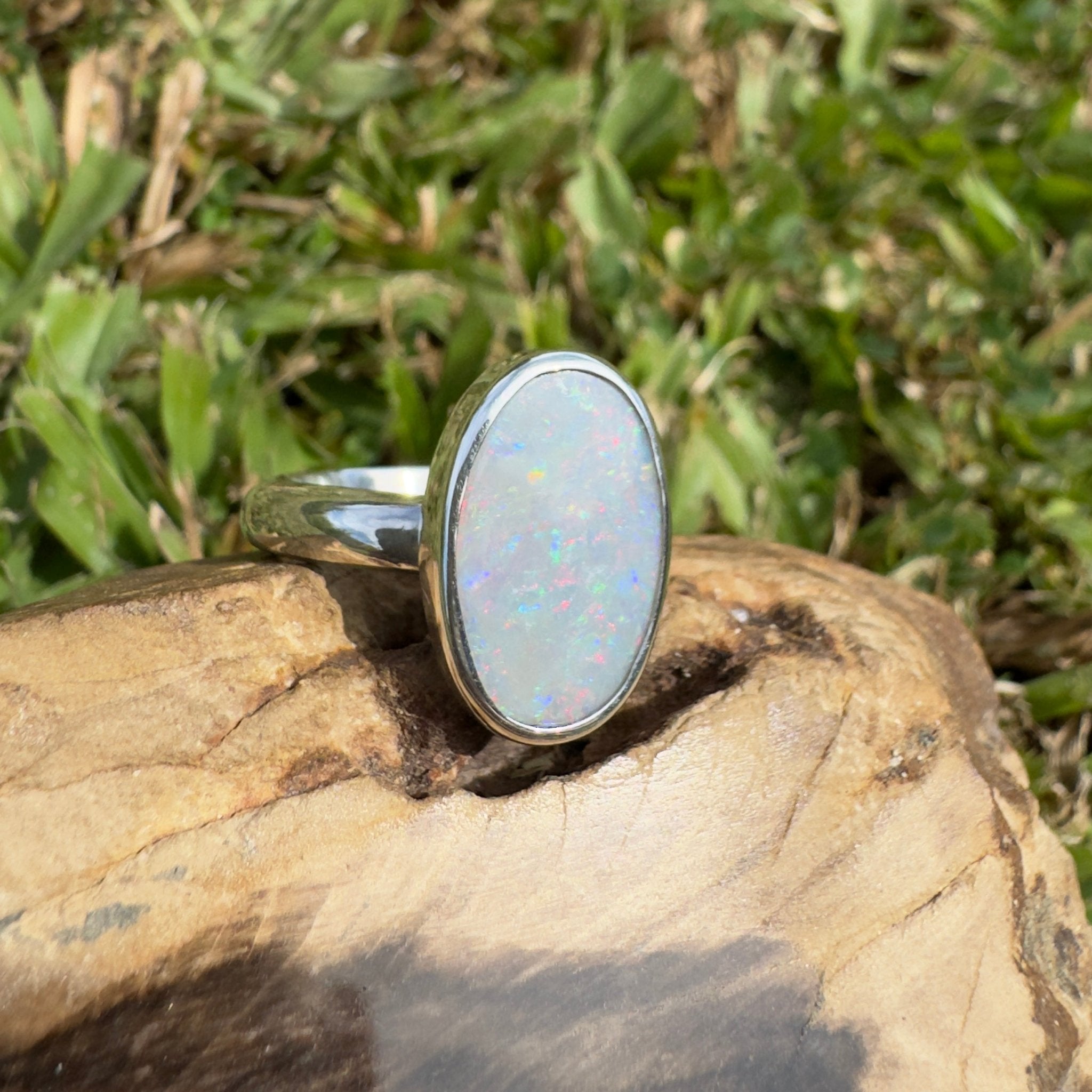 3ct Lightning Ridge Opal Ring ~ 'Richmond Range Prism' | 925 Sterling Silver | Solid Australian Opal