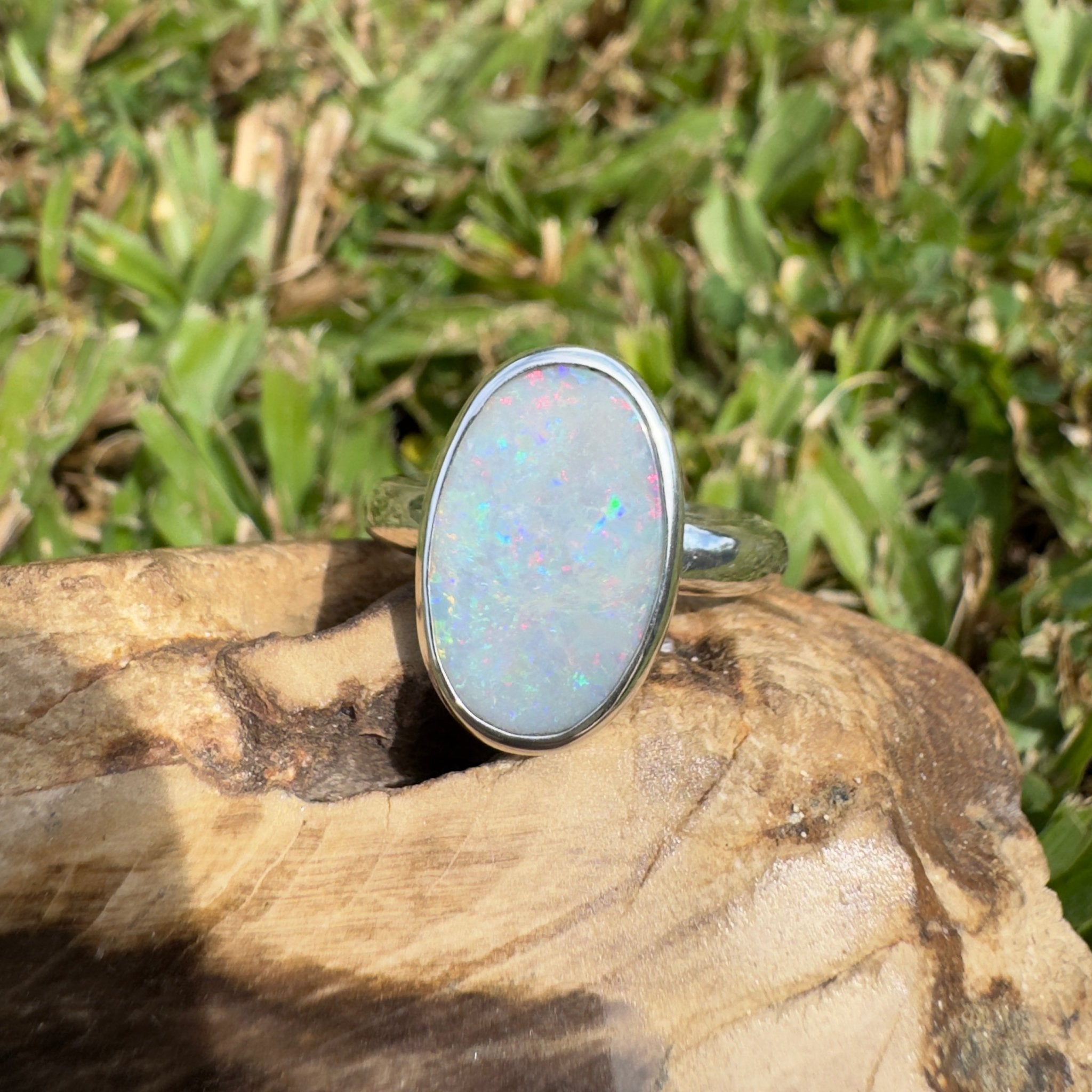 3ct Lightning Ridge Opal Ring ~ 'Richmond Range Prism' | 925 Sterling Silver | Solid Australian Opal