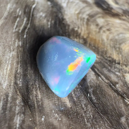 Iridescent blue opal gemstone.
