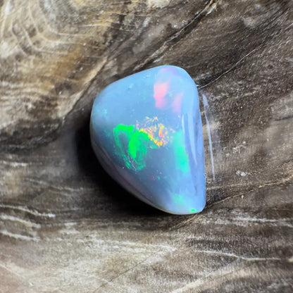 Iridescent blue opal gemstone.