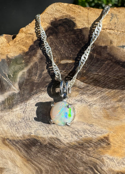 0.7ct Solid Lightning Ridge Opal Sterling Silver Pendant