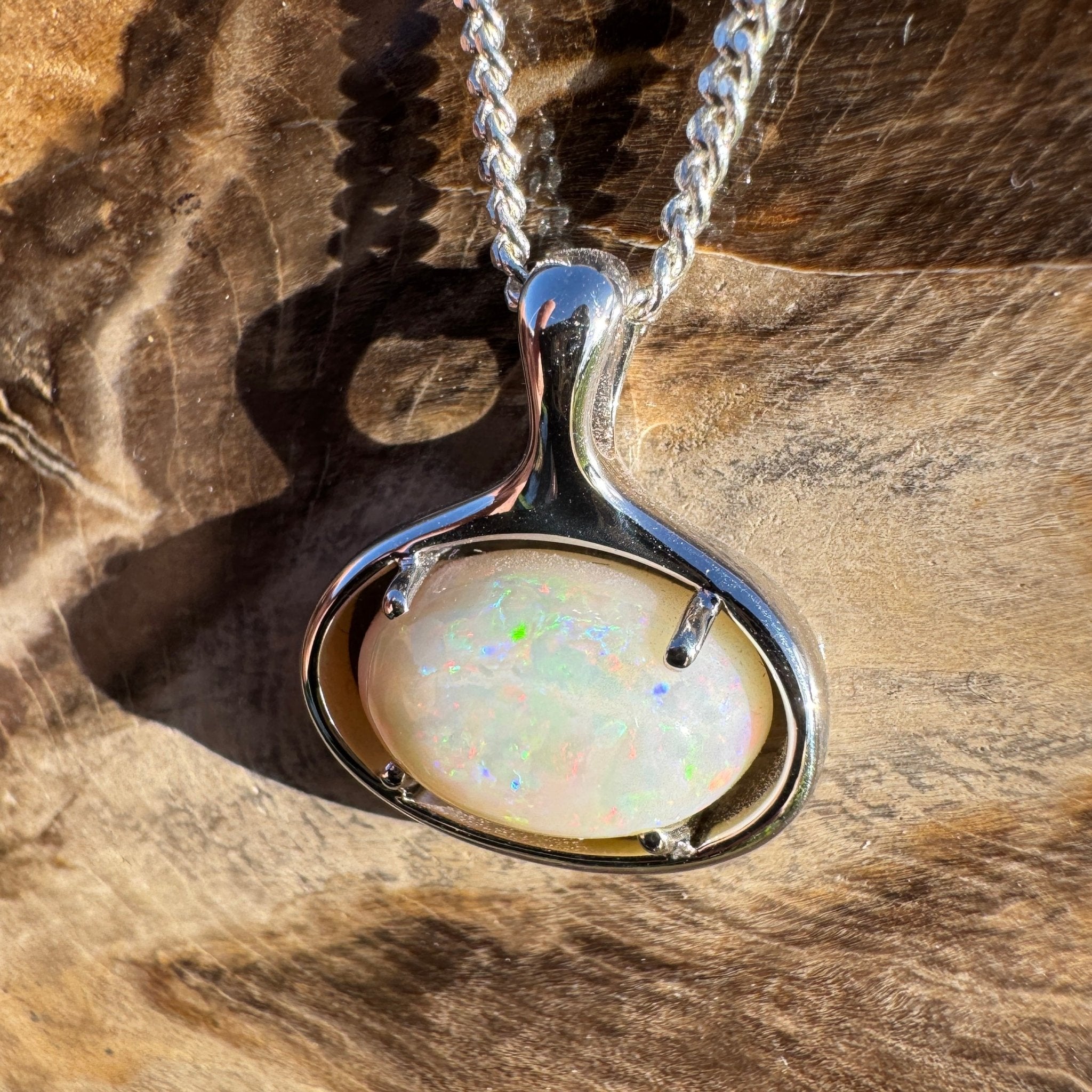 4.1ct Coober Pedy Opal Pendant Necklace ~ 'Nullarbor Ember' | 925 Sterling Silver | Solid Australian Opal