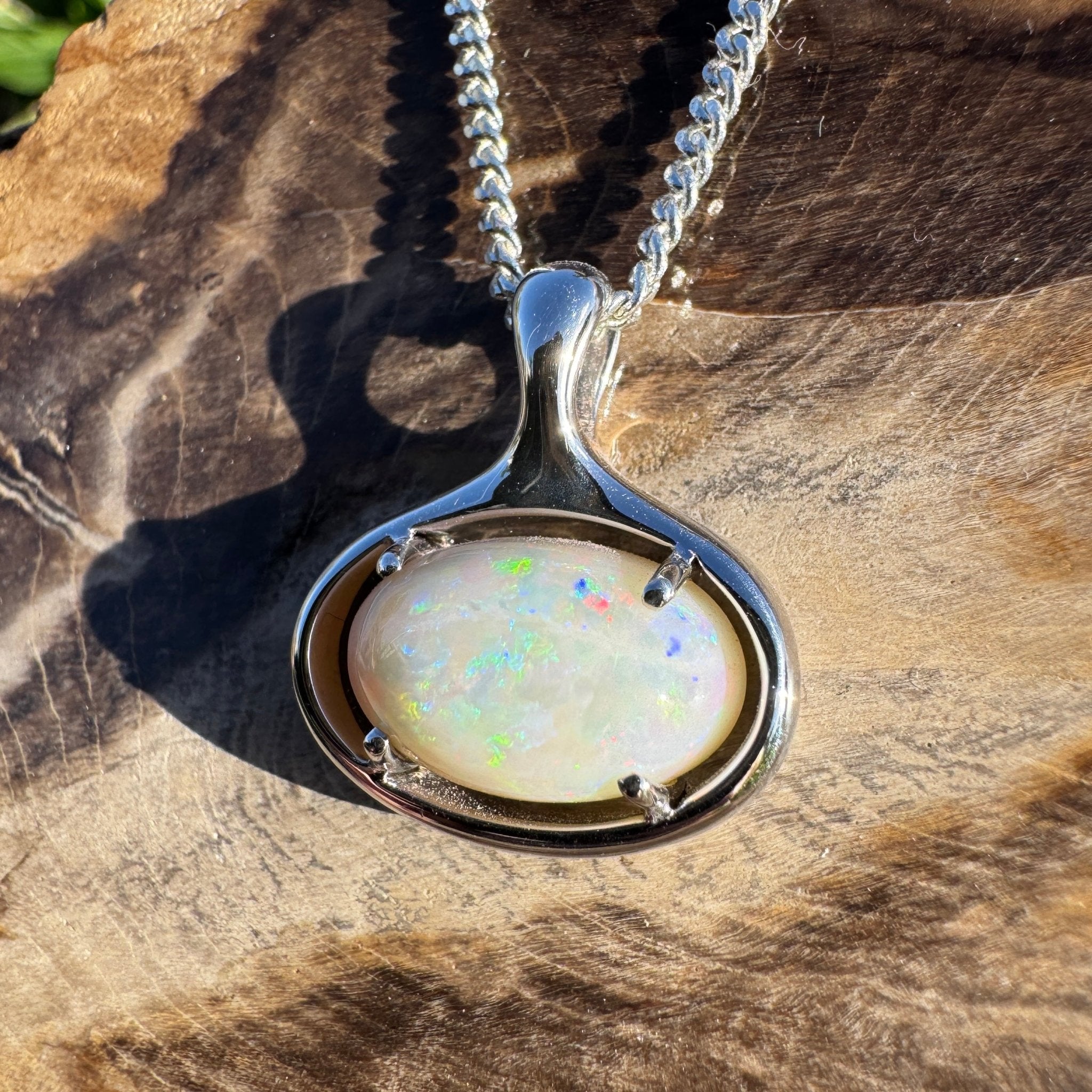 4.1ct Coober Pedy Opal Pendant Necklace ~ 'Nullarbor Ember' | 925 Sterling Silver | Solid Australian Opal
