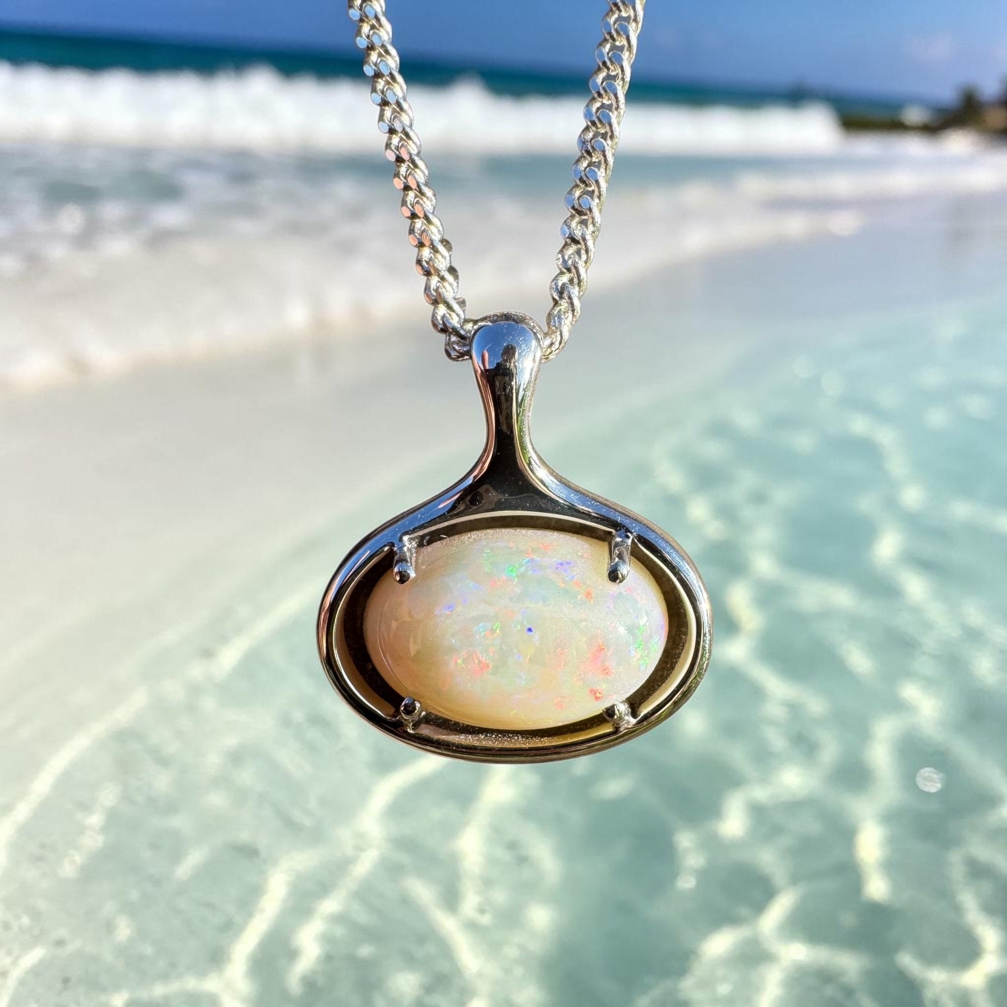 4.1ct Coober Pedy Opal Pendant Necklace ~ 'Nullarbor Ember' | 925 Sterling Silver | Solid Australian Opal