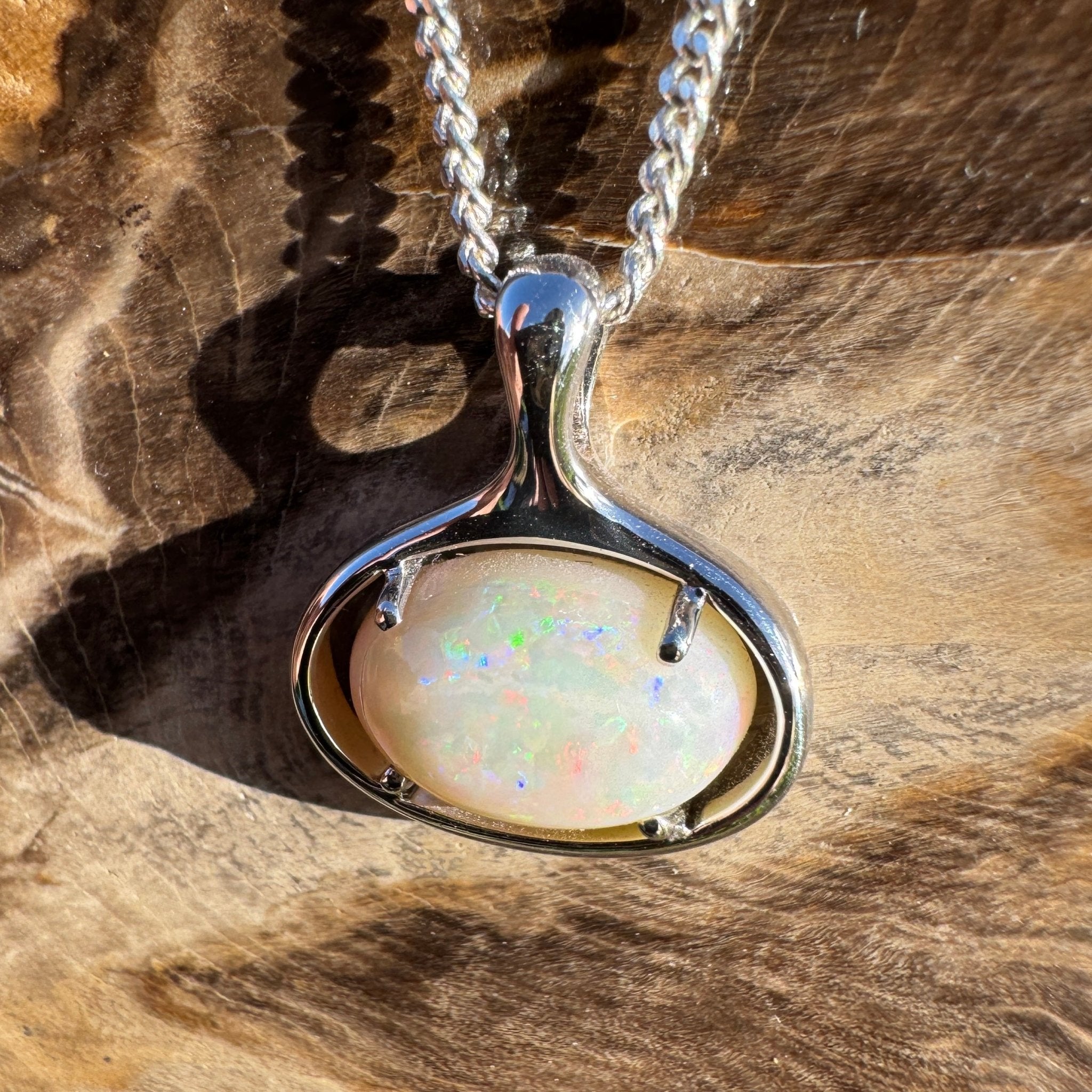 4.1ct Coober Pedy Opal Pendant Necklace ~ 'Nullarbor Ember' | 925 Sterling Silver | Solid Australian Opal