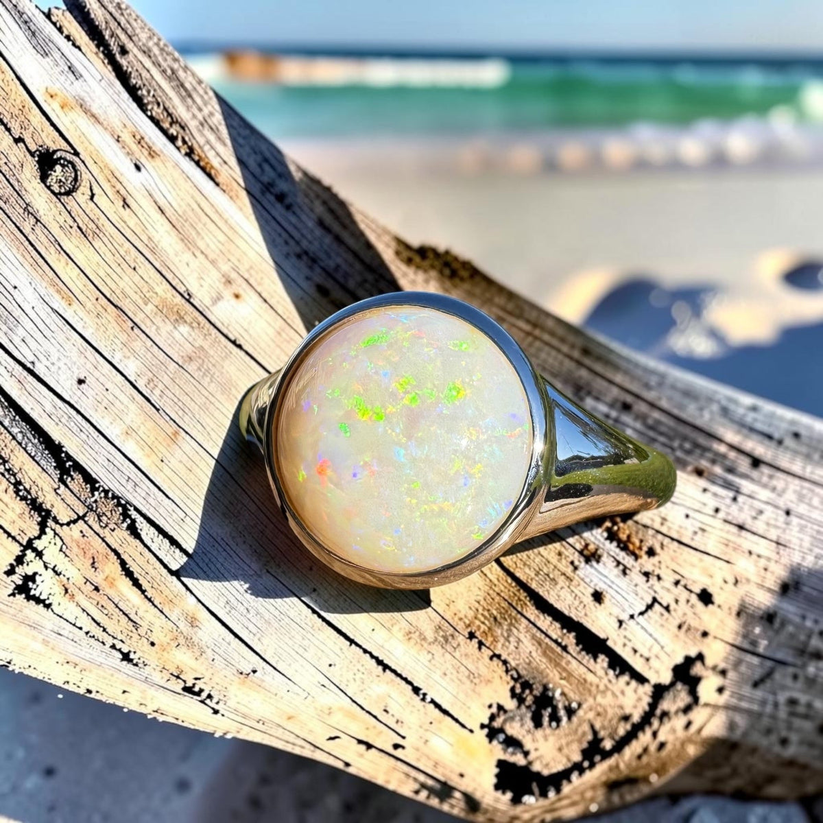 4.3ct Coober Pedy Opal Ring ~ 'Point Nepean Flicker' | 925 Sterling Silver | Solid Australian Opal