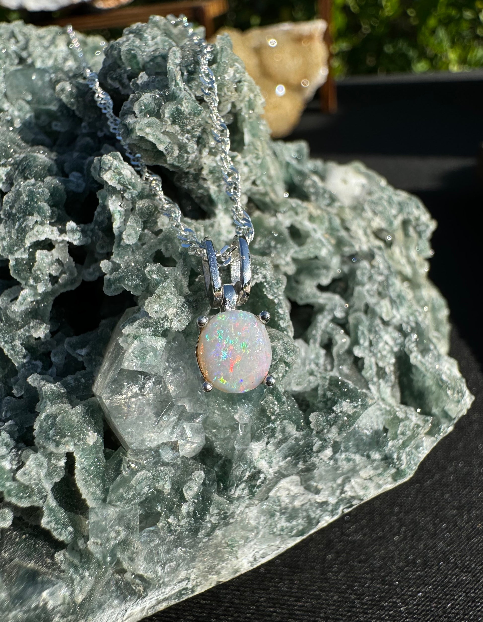 'Dreamtime Spirit' ~ Handcrafted 0.8ct Solid Lightning Ridge Opal Sterling Silver Pendant Necklace - Iona Opal Australia