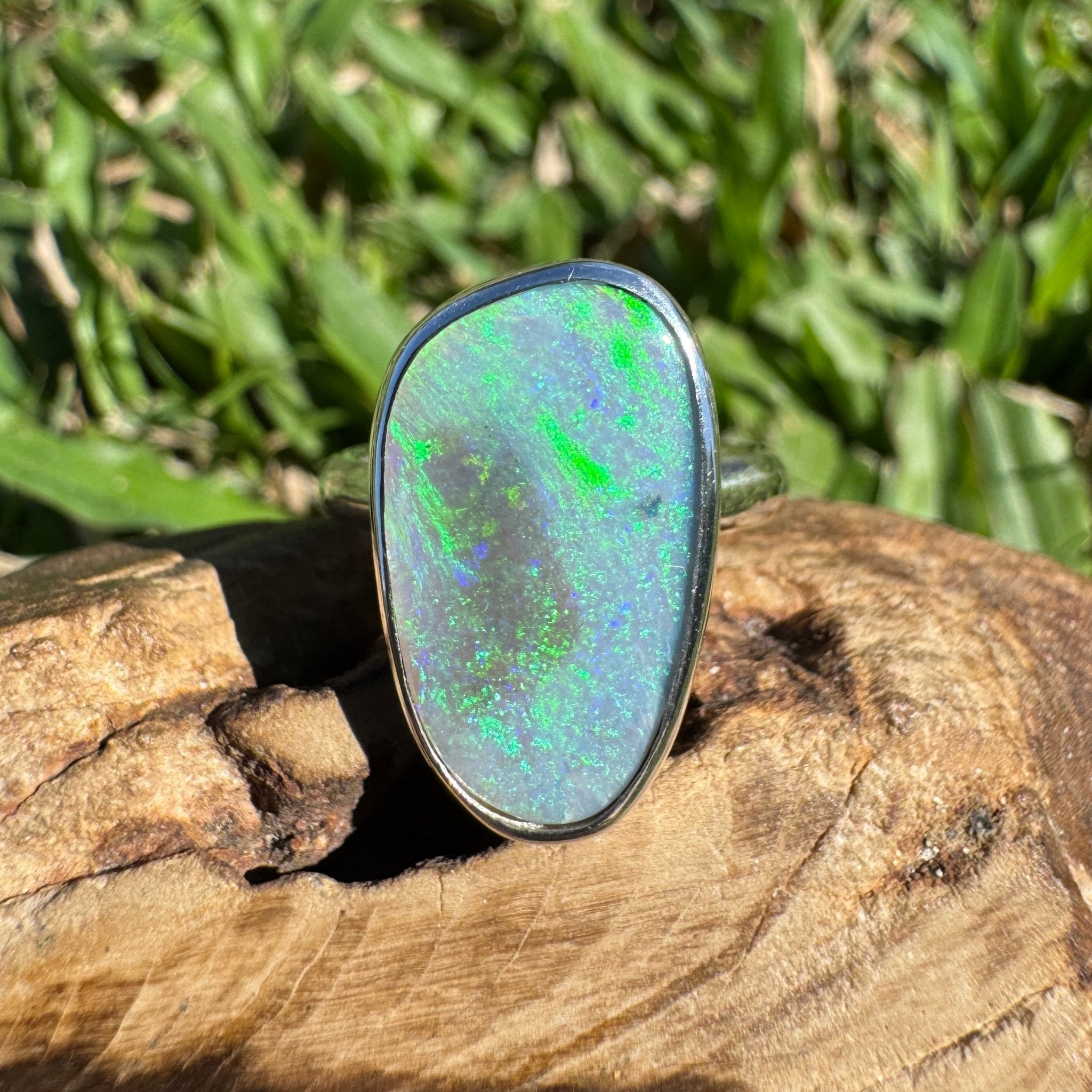 4.4ct Australian Solid Lightning Ridge Opal Silver Ring ~ 'Warrnambool Wave' | 925 Sterling Silver | Solid Australian Opal