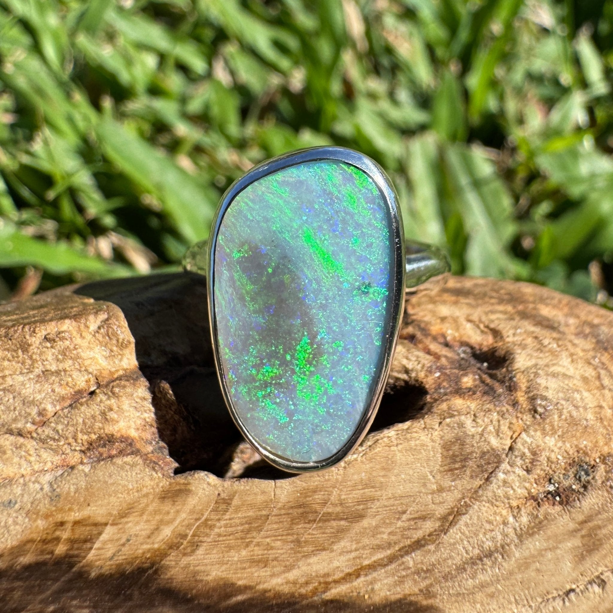 4.4ct Australian Solid Lightning Ridge Opal Silver Ring ~ 'Warrnambool Wave' | 925 Sterling Silver | Solid Australian Opal