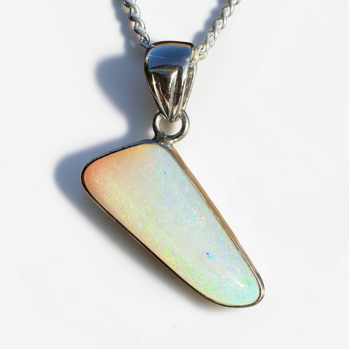 4.4ct Coober Pedy Opal Pendant Necklace ~ 'Derby Gleam' | 925 Sterling Silver | Solid Australian Opal