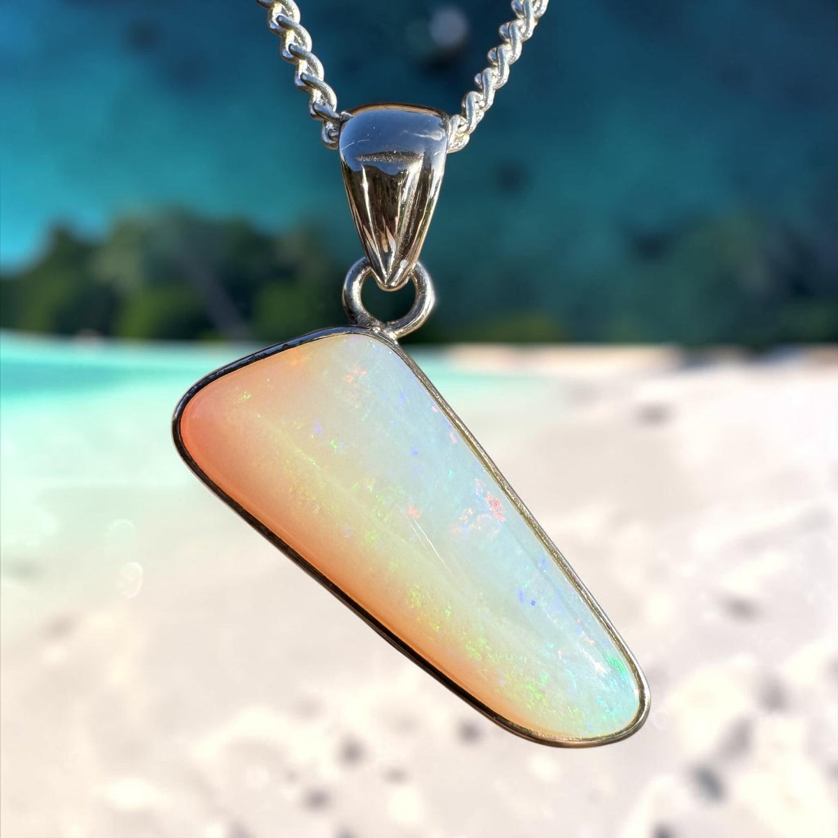 4.4ct Coober Pedy Opal Pendant Necklace ~ 'Derby Gleam' | 925 Sterling Silver | Solid Australian Opal